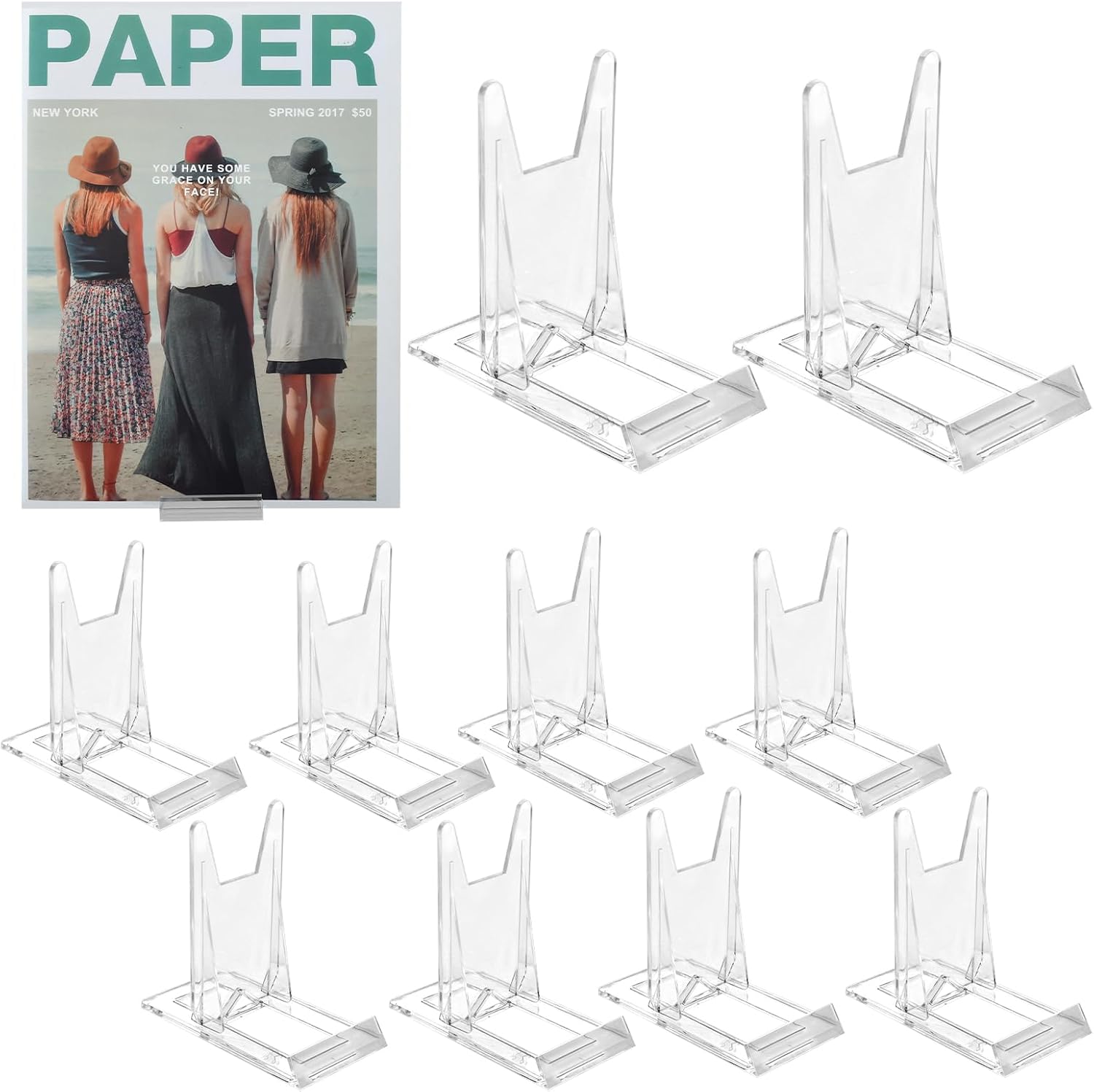 Book Display Stands Adjustable Easel Collector Display Holder Acrylic Book Easel / Clear / Set of 10