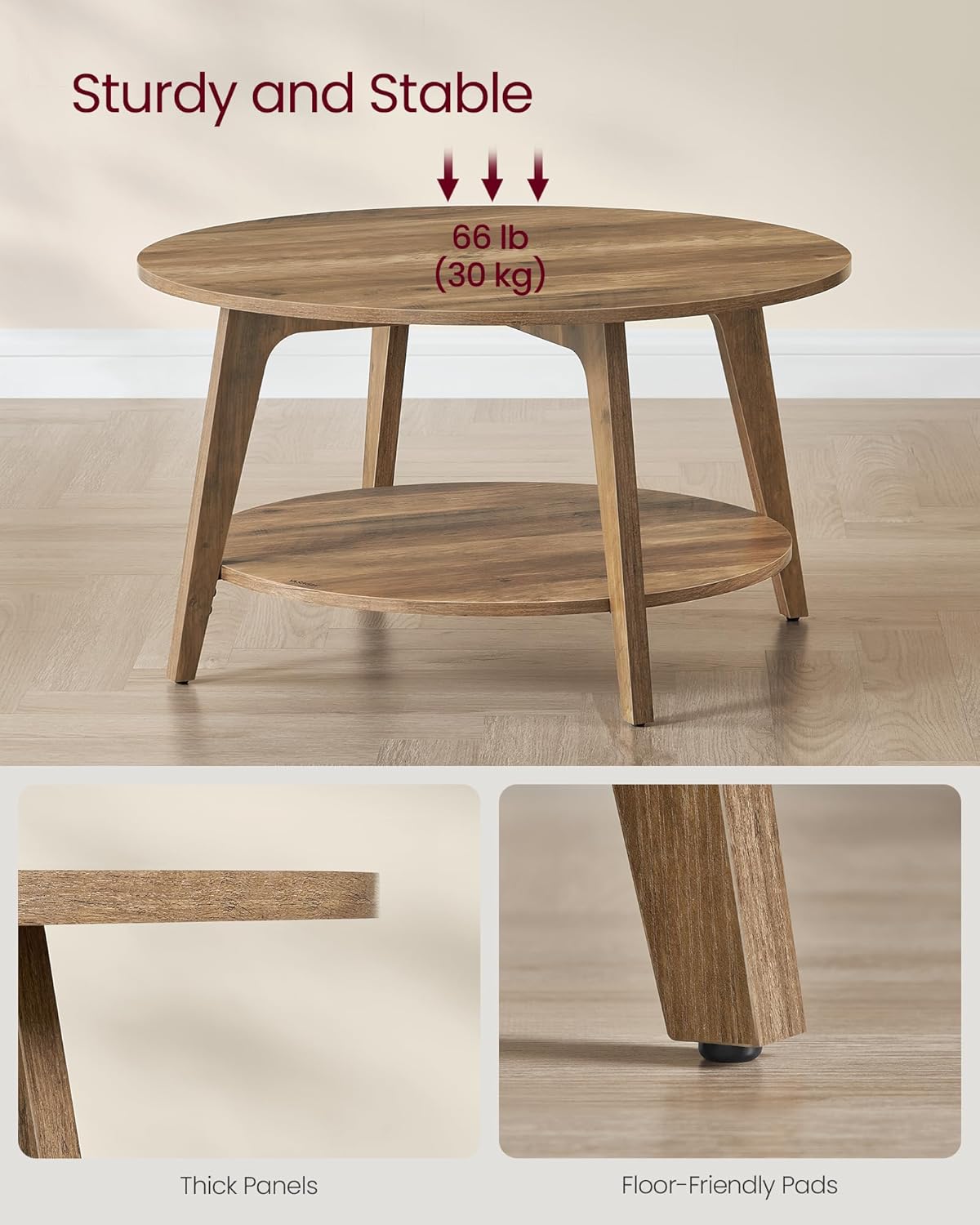 Round Coffee Table / Honey Brown