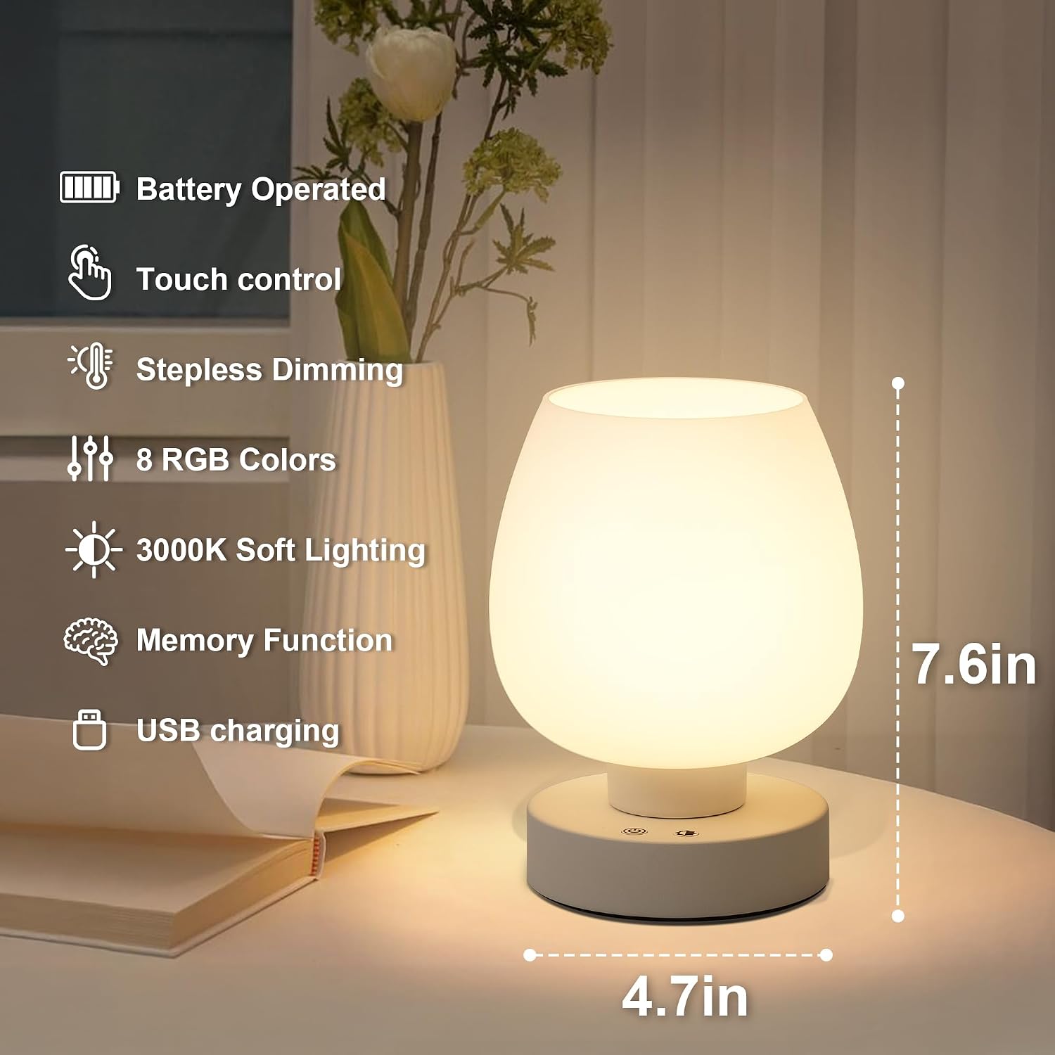 Rechargeable Battery Operated Desk Lamps / White