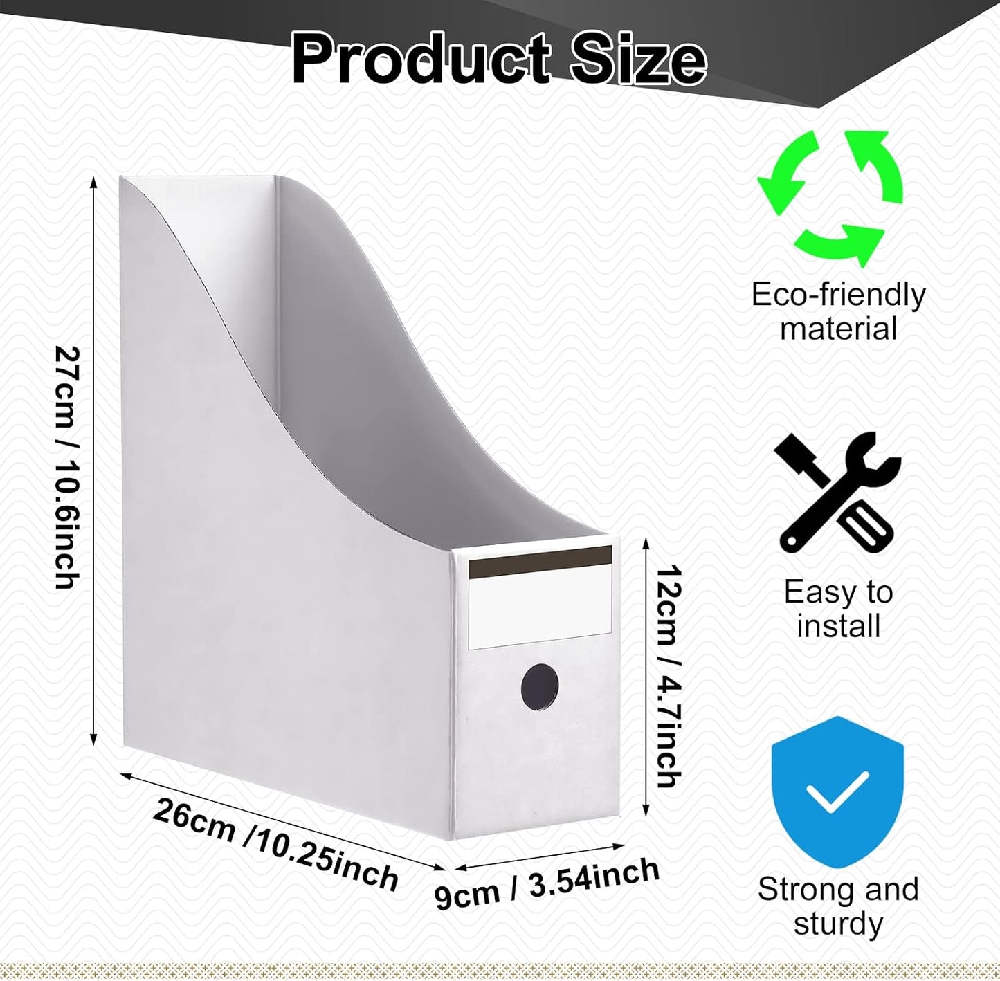 Thenshop 24 Pcs Magazine Files Cardboard Holders,Classic,White | File Organizer Foldable Paper Storage for Desk