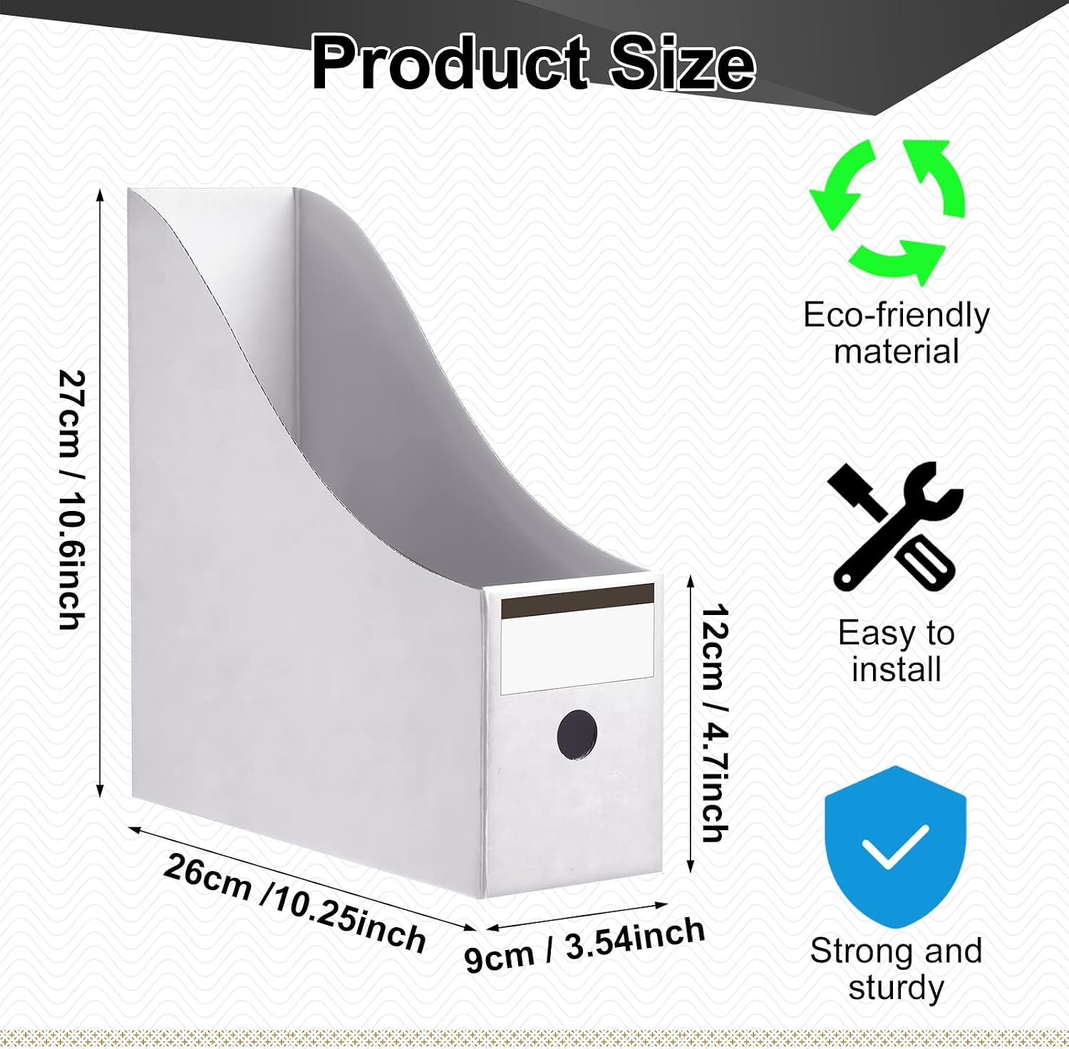 Thenshop 24 Pcs Magazine Files Cardboard Holders,Classic,White | File Organizer Foldable Paper Storage for Desk