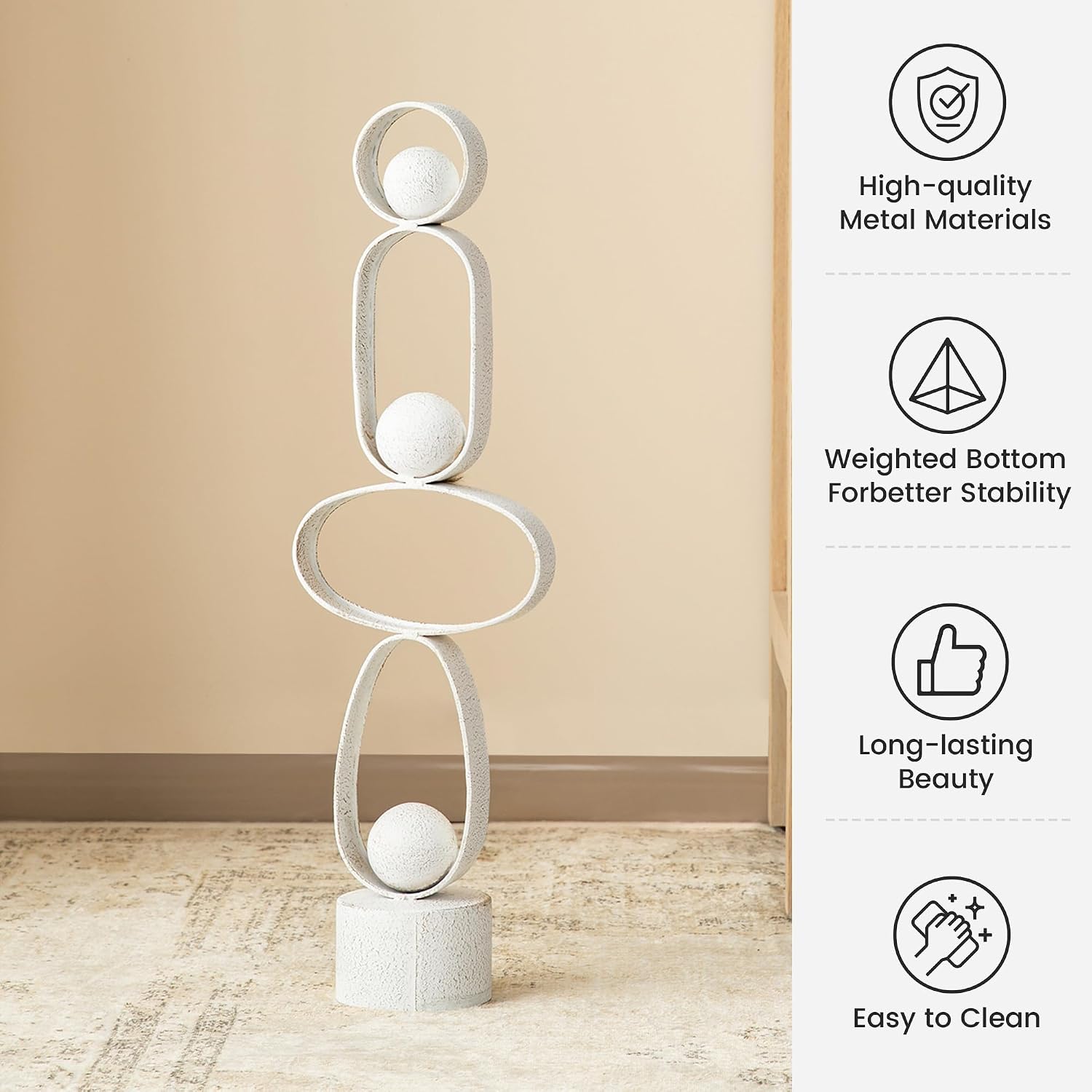 Accent Figurine / Metal Table Centerpieces / White
