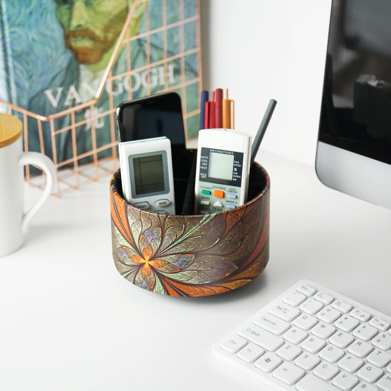 Remote Control Holder / 1-orange Flower / 360 Degree Rotation