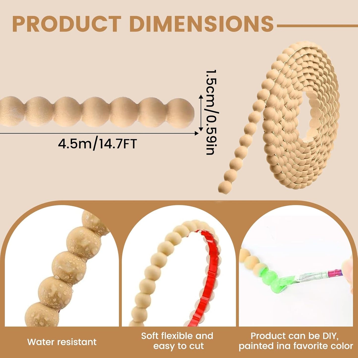 Flexible Molding Trim Peel and Stick / 14.7ft /15 Mm / 14.7 Inch