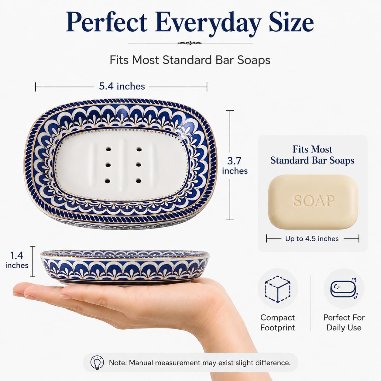 self-draining Ceramic soap Holder / White