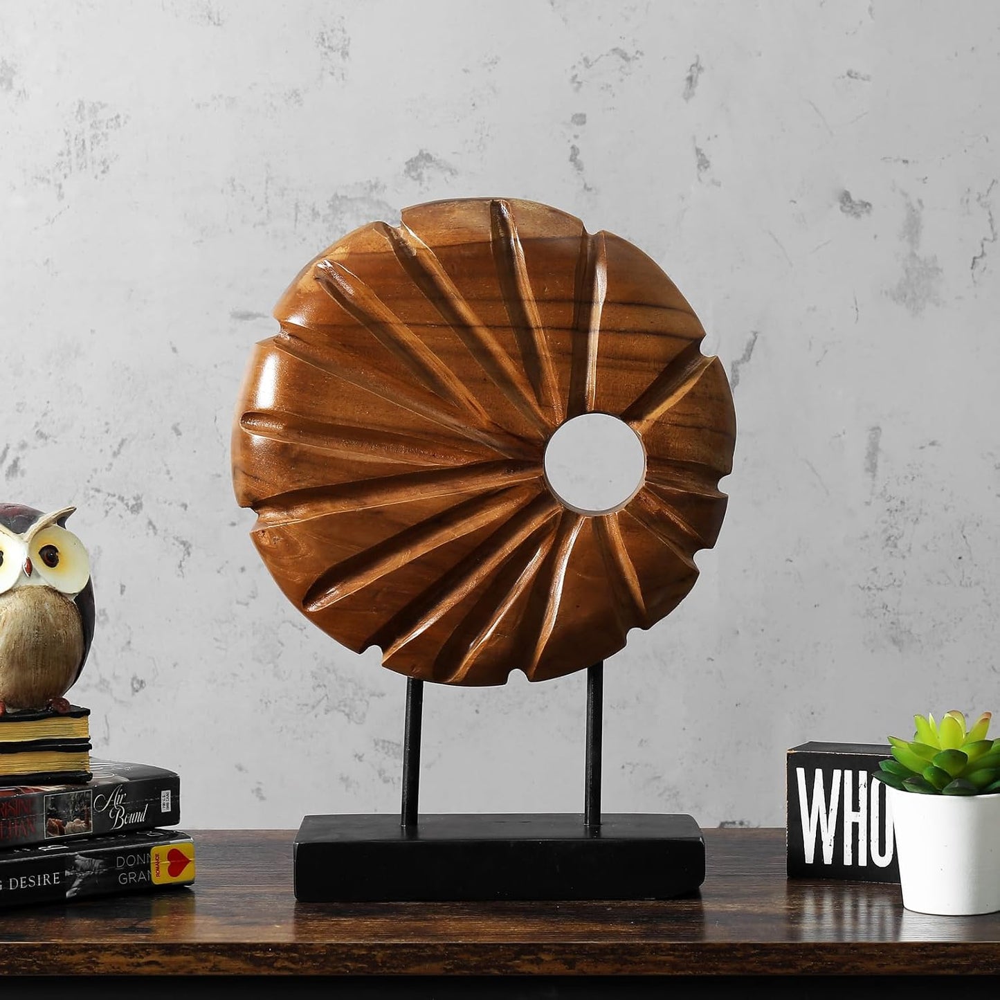Teak Sculpture Home Décor / 13.8 x 9.8 x 3.5