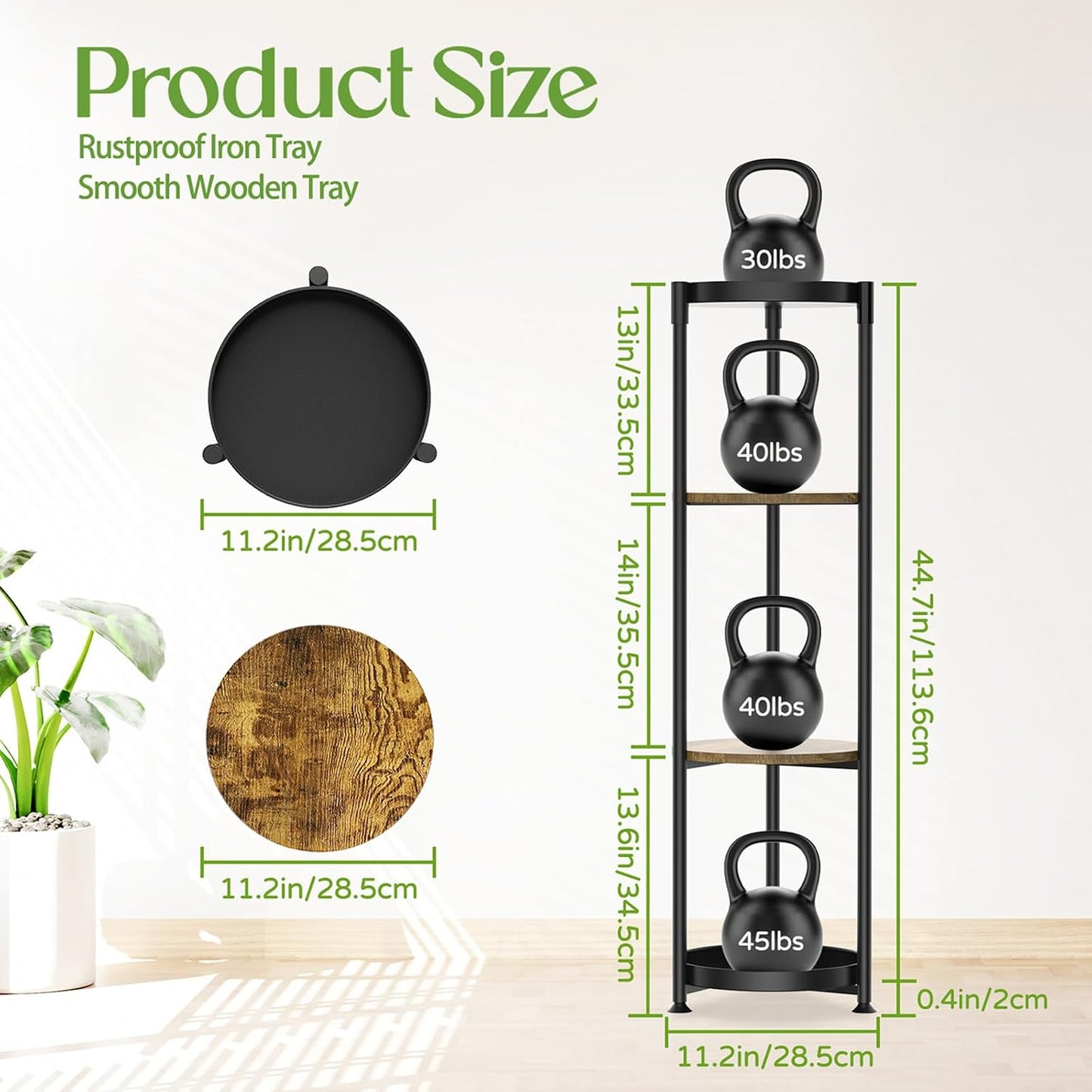 iDavosic.ly 4 Tier Corner Metal Plant Stand Indoor, 45 In Tall, Black Brown | Vertical Outdoor Flower Display Holder