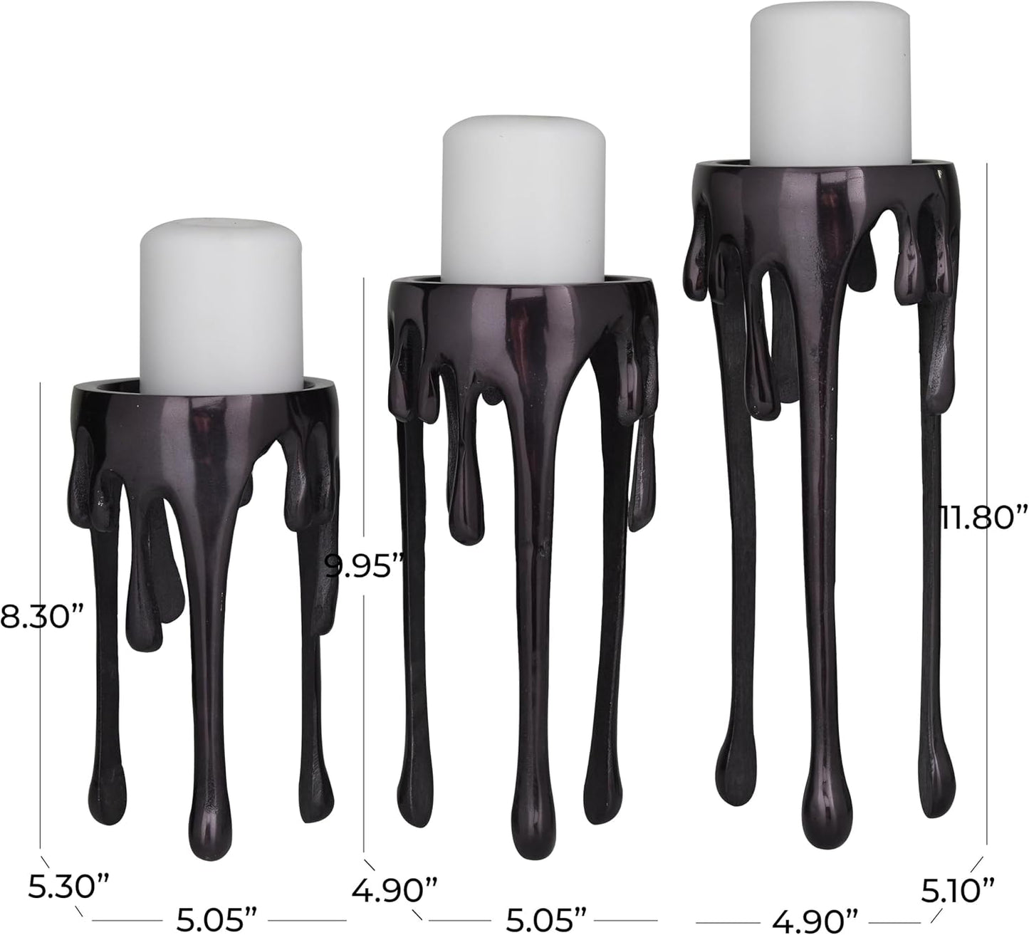 CosmoLiving by Cosmopolitan Aluminum Metal Decorative Candle Holder Pillar Candle Stand with Dripping Melting Designed