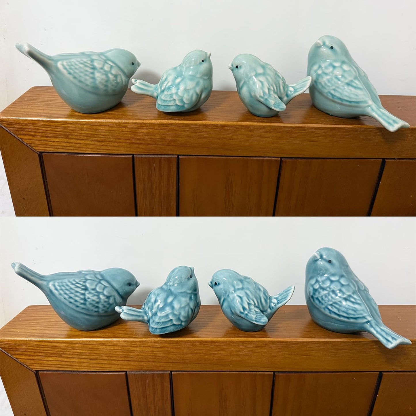 Ceramic Bird Figurines / Blue / Set of 2