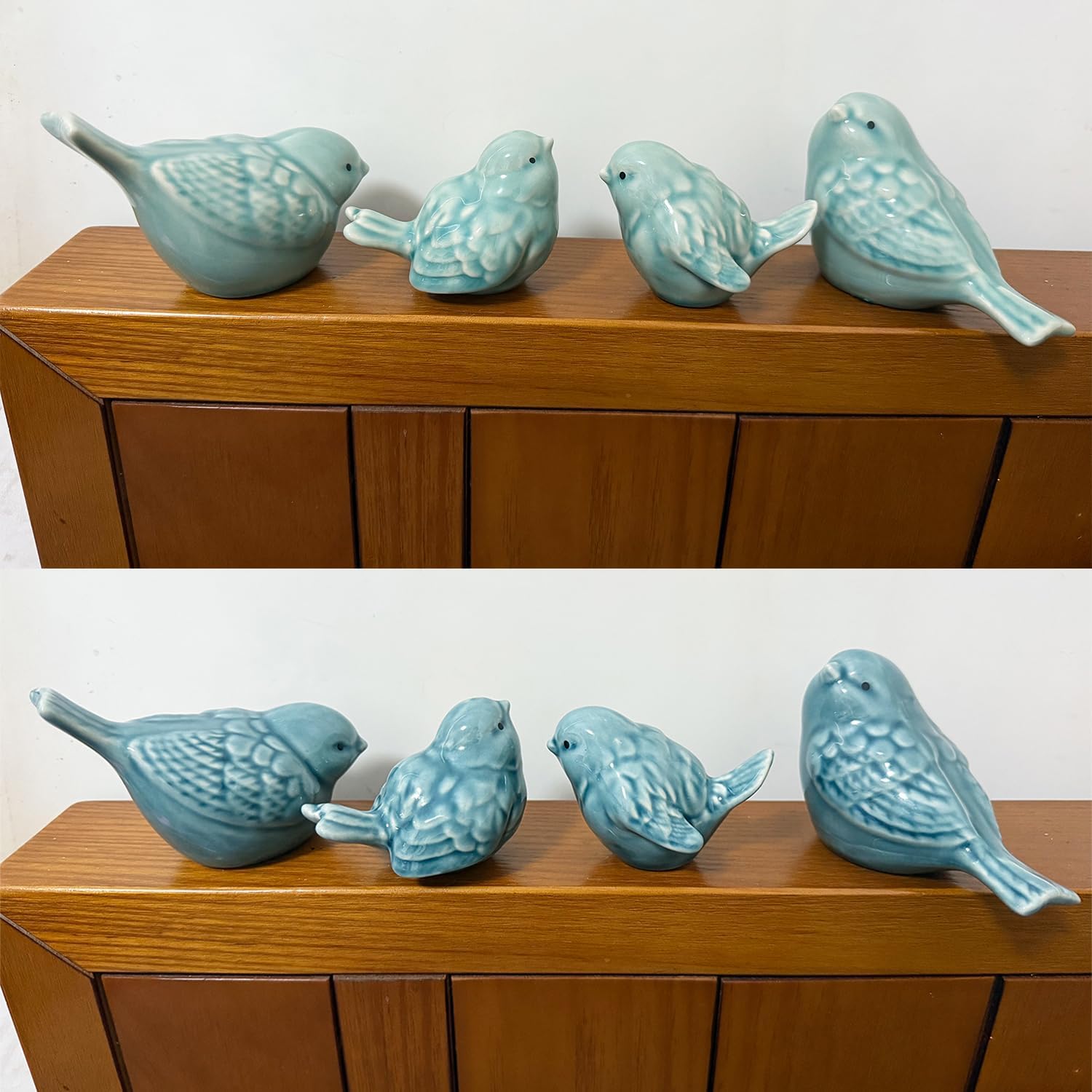 Ceramic Bird Figurines / Blue / Set of 2