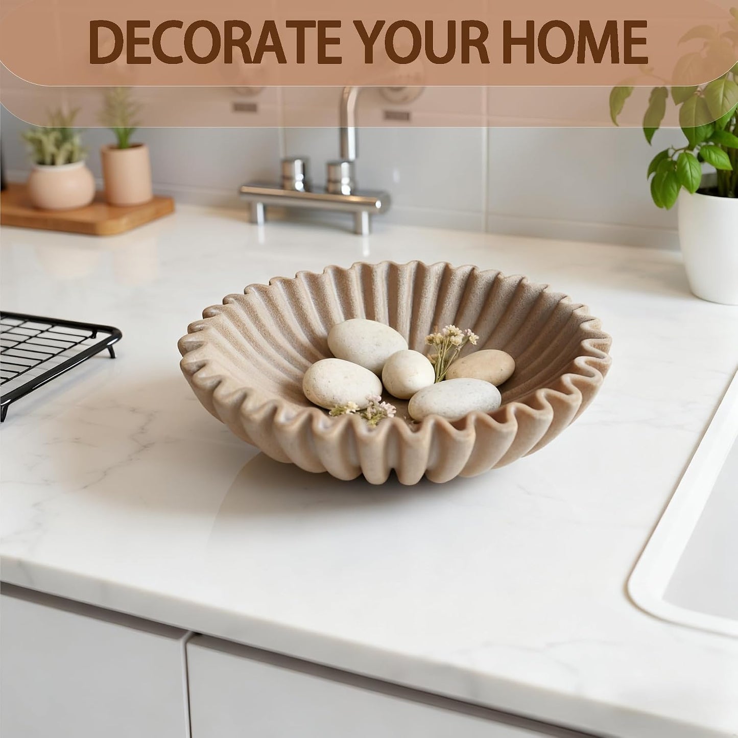Scalloped Bowls for Modern Home Decor / Beige / 10inch
