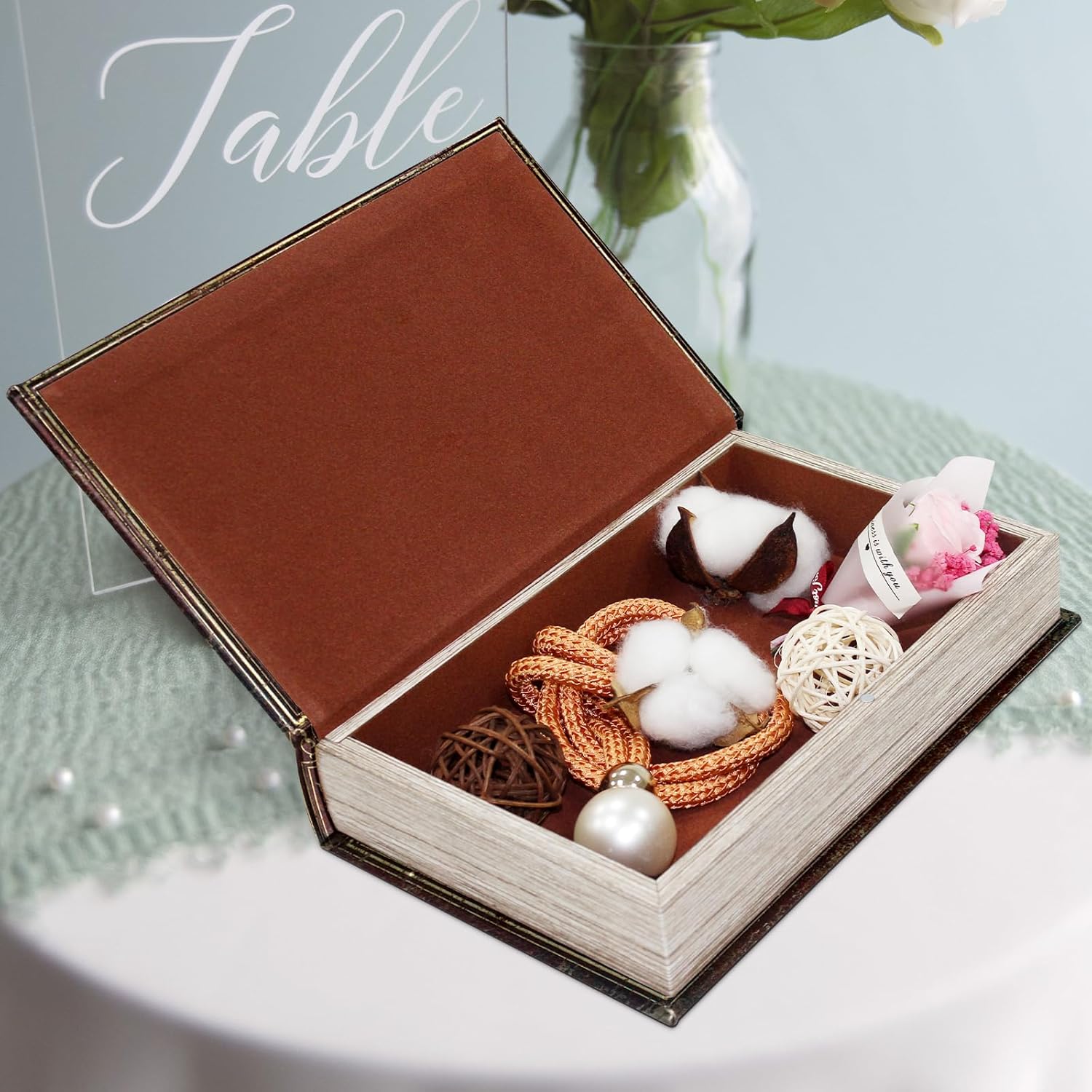 Faux Leather Decorative Book Storage Box / Lion Badge