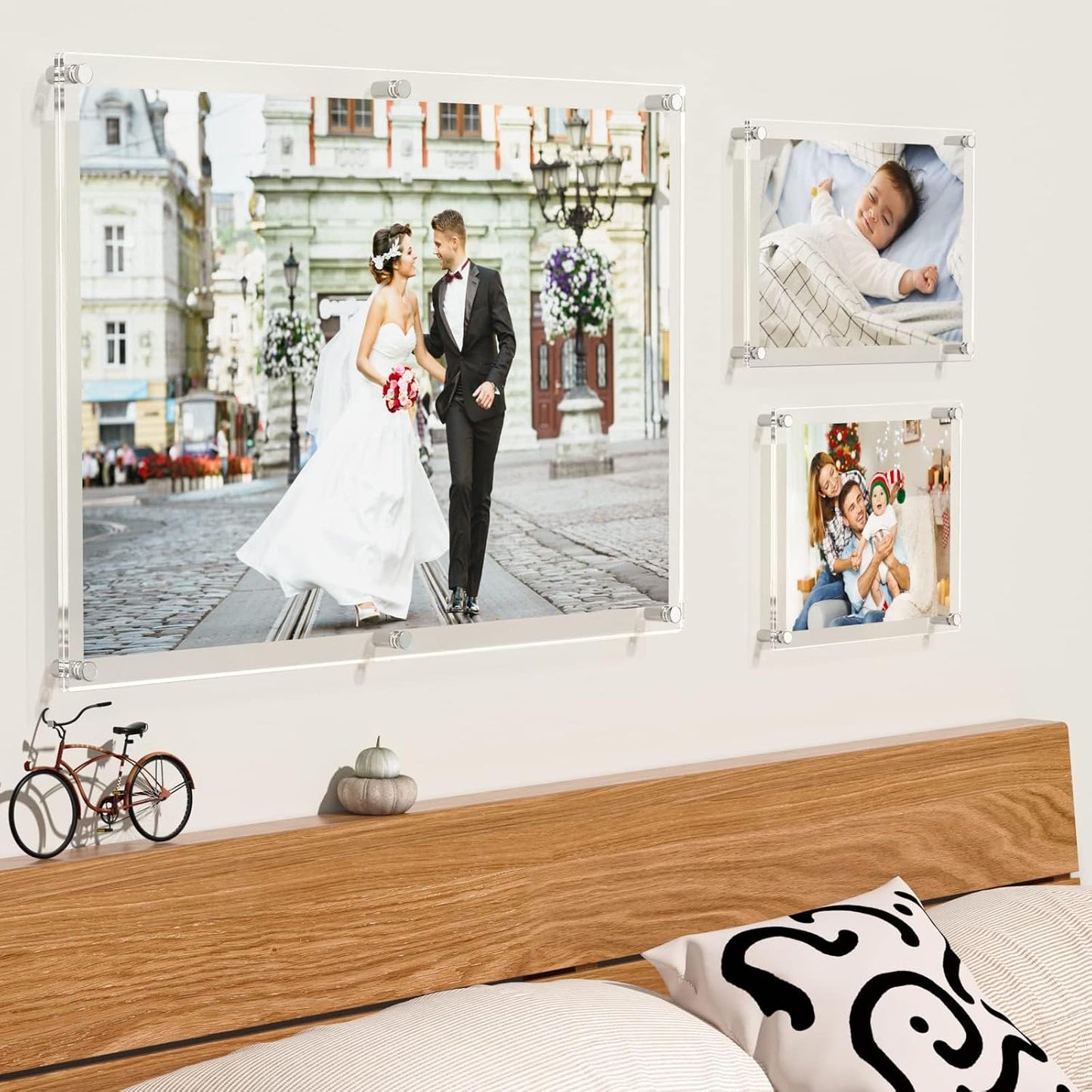 NIUBEE 12x16 and 11x17 Clear Acrylic Wall Mount Picture Frames 3 Pack | A3 Size,Full Frame is 14.5x18.5 inch, for