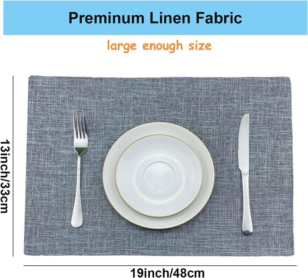 Weabetfu Cloth Placemats Set of 6 Heat Resistant Dining Table Placemmats | Cotton Linen Machine Washable Kitchen Table