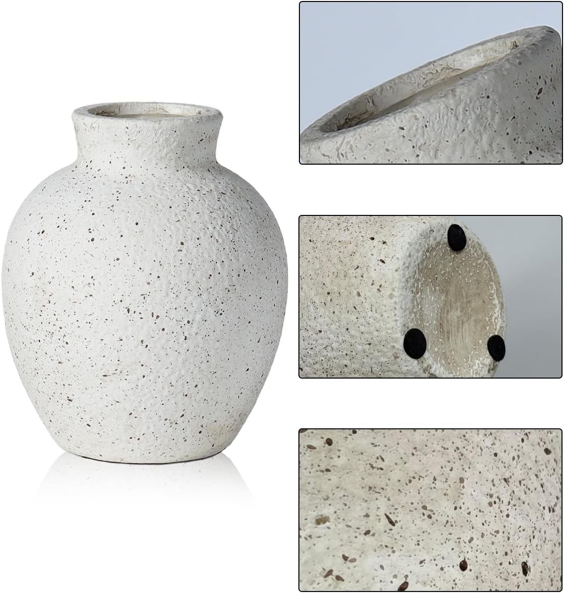 Rustic Ceramic Vase / White / 6.1 Inch