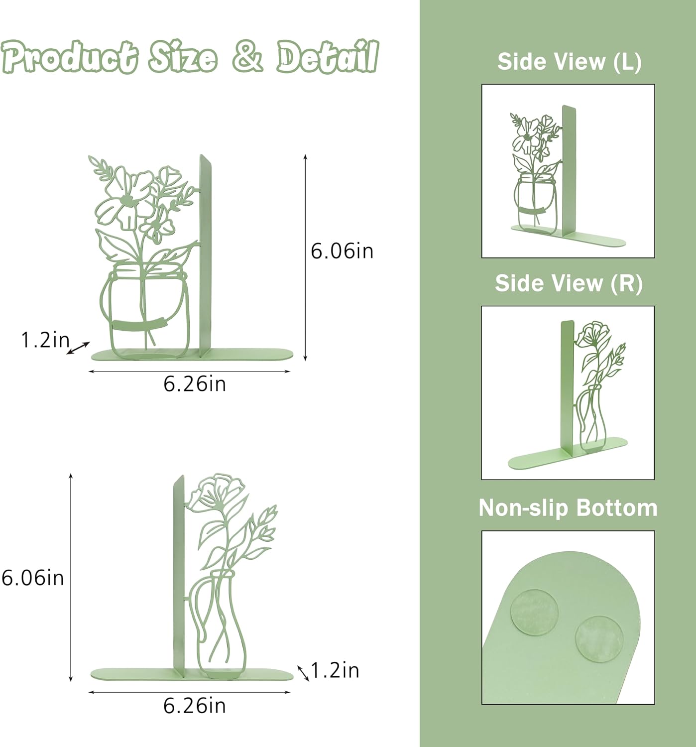 Metal Decorative BookEnds / Green