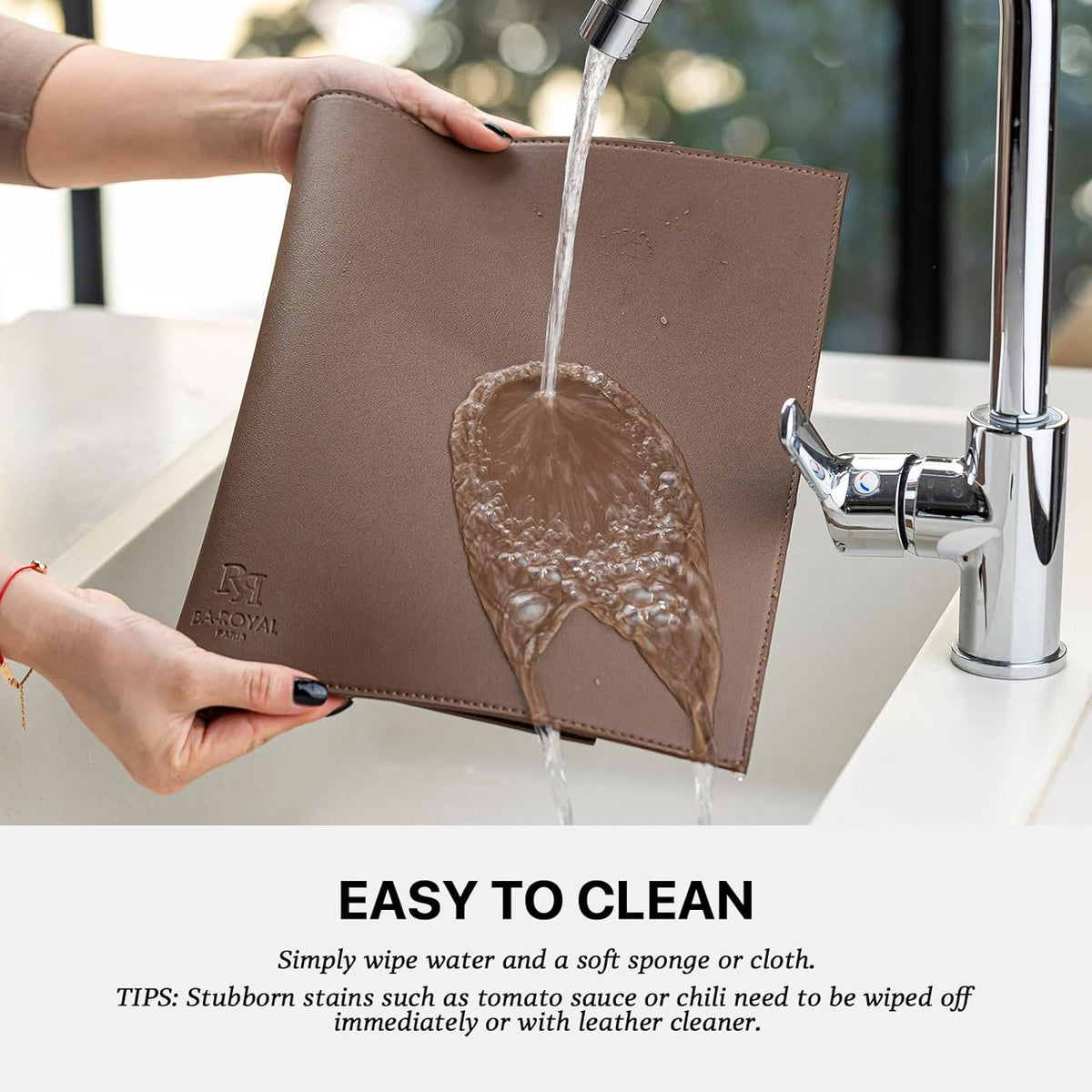 Baroyal Faux Leather Placemats Set of 12 Vinyl Washable Wipeable Table Mats for Kitchen Dining Table Heat Resistant