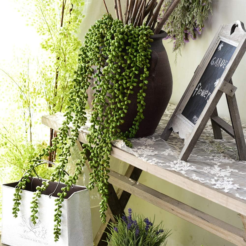 String of Pearls Plant Artificial Hanging Succulents Plants / Green / Set of 3