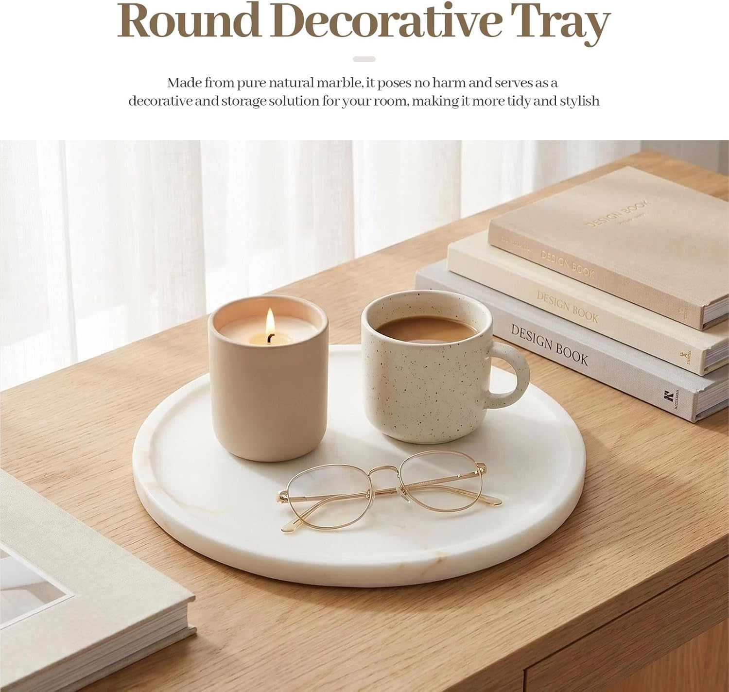 Round Vanity Tray / Golden White / 11.8 Inch