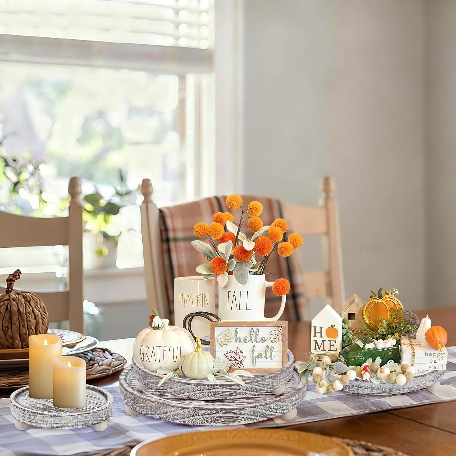Rustic Round Serving Trays / Set of 4