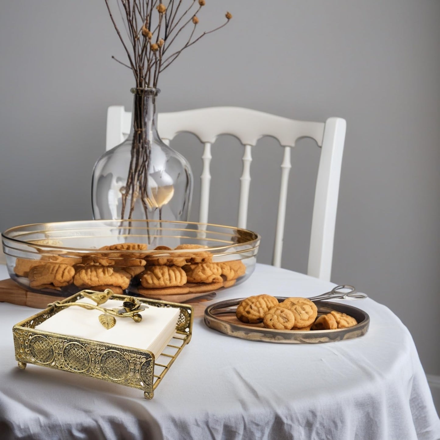Flat Antique Brass Painting Metal Napkin Holder