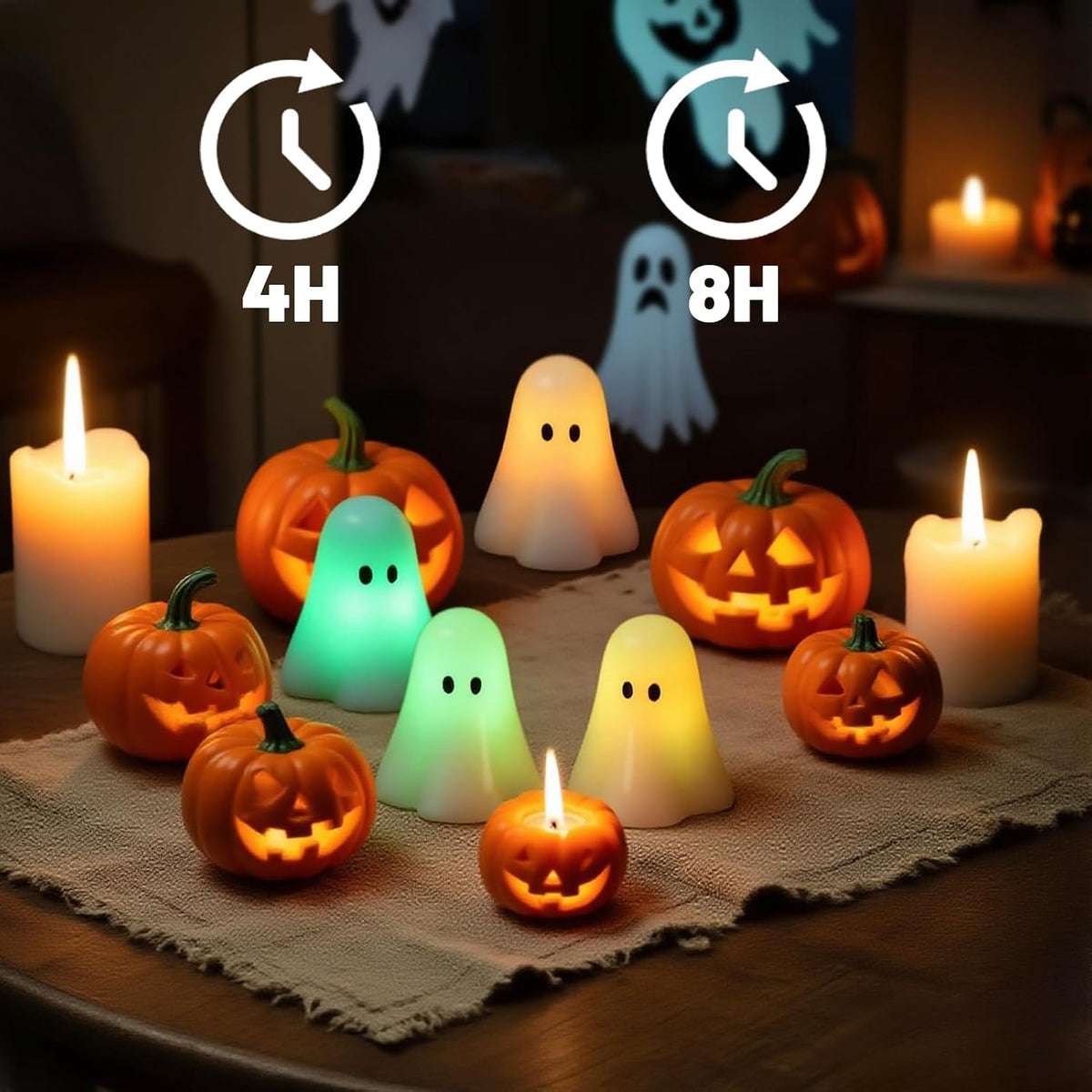 Wondise Halloween Flameless Candles Color Changing with Remote Timer | Real Wax Battery Operated Spooky Ghost Candles