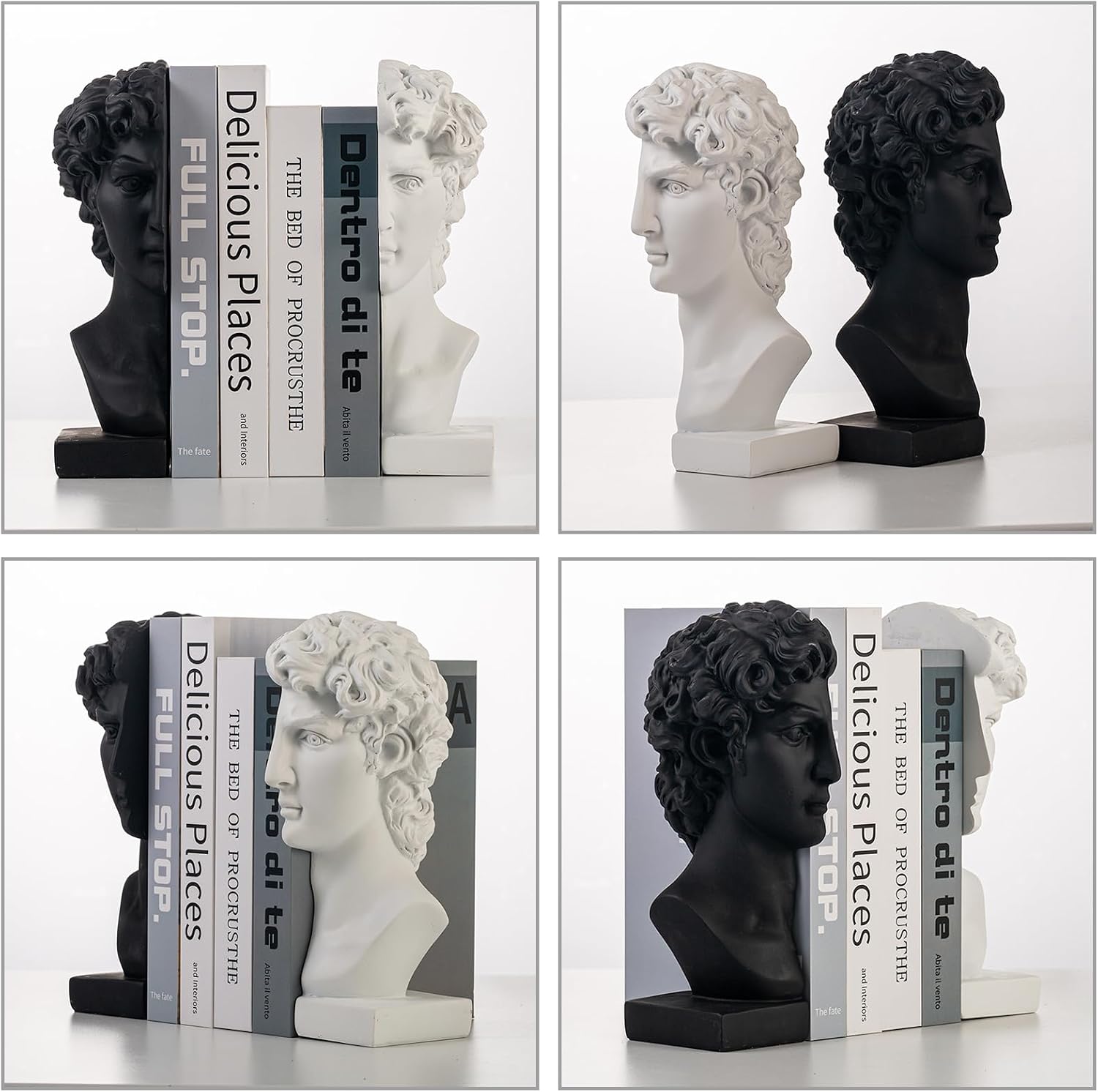 Decorative Bookends / Heavy Duty Half-and-Half Book Ends Non-Slip / David Head