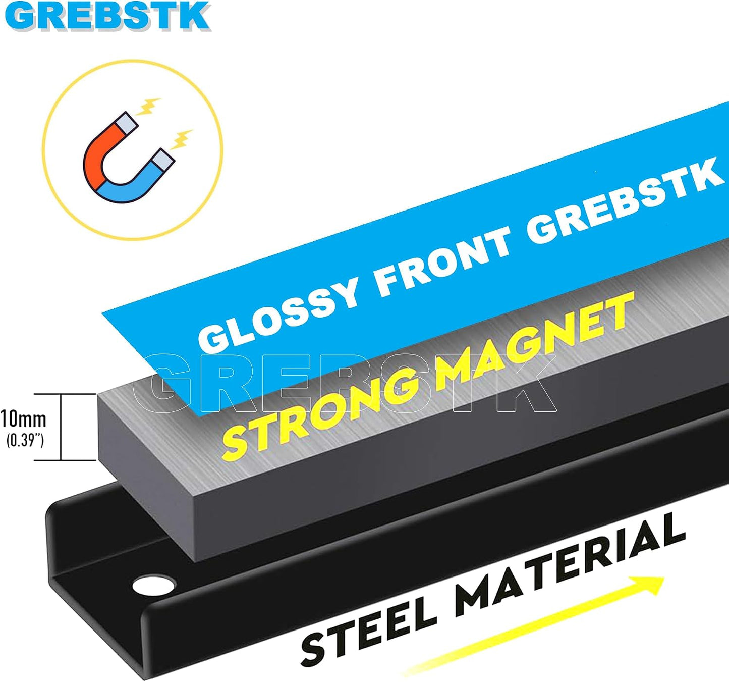 GREBSTK 24IN Magnetic Tool Holder, 4PCS Heavy Duty Magnet Bar | Alloy Steel Construction, Strong Magnetic Suction