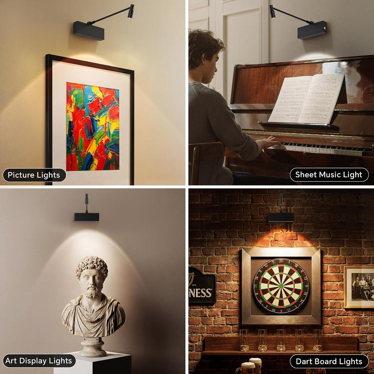 Wireless Picture Light for Wall with Adjustable Beam Angle, 8000mAh Rechargeable Art Light for Painting with Remote