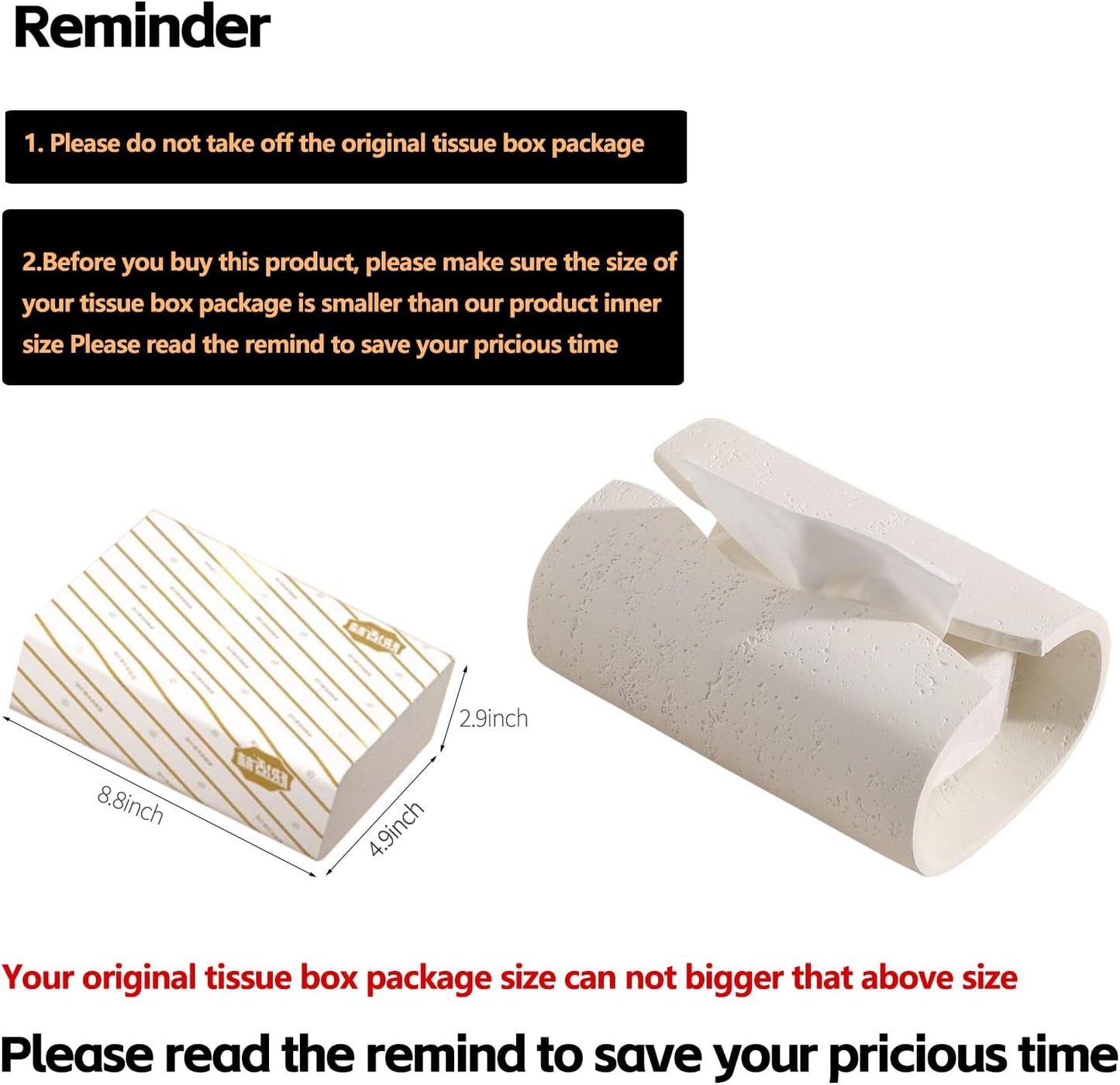 Tissue Box Cover Rectangle / Off White