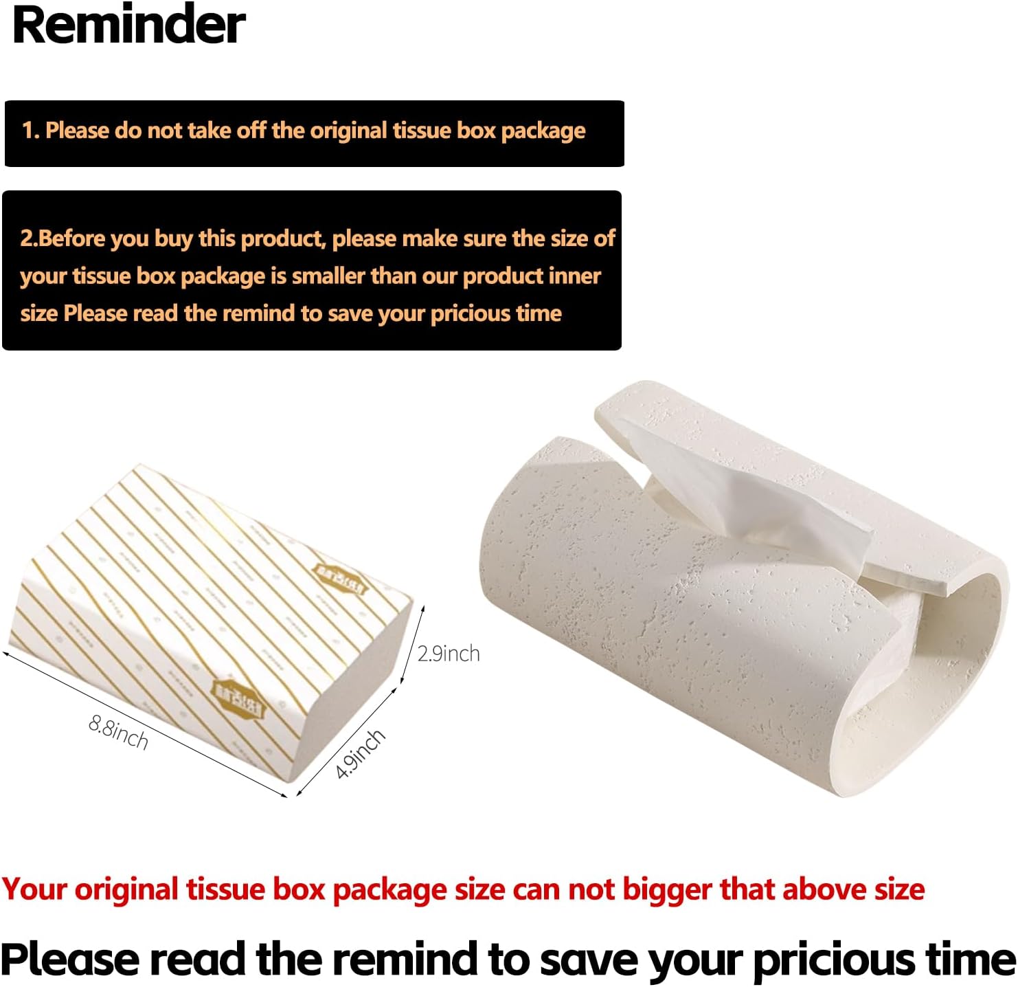 Tissue Box Cover Rectangle / Off White