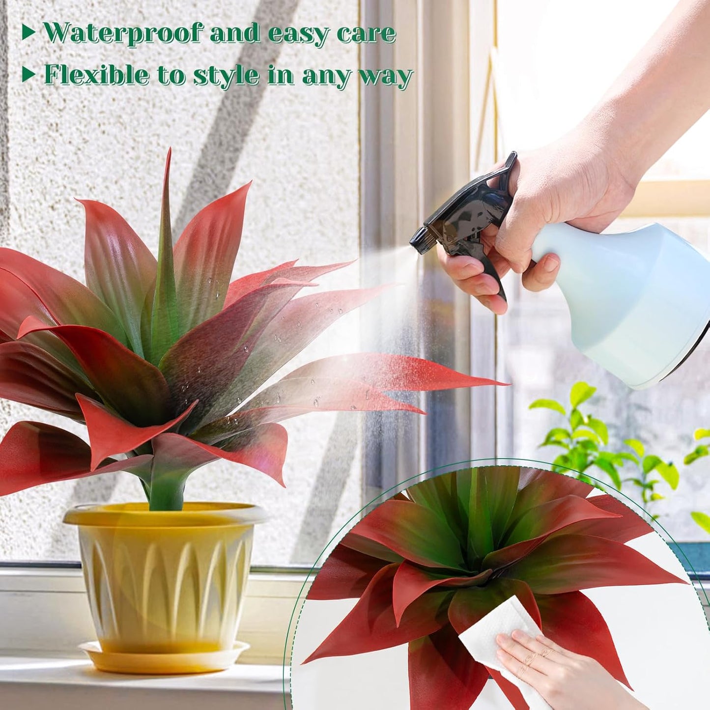 Artificial Agave Plant / Red / 16 / 16 Inch / Set of 2
