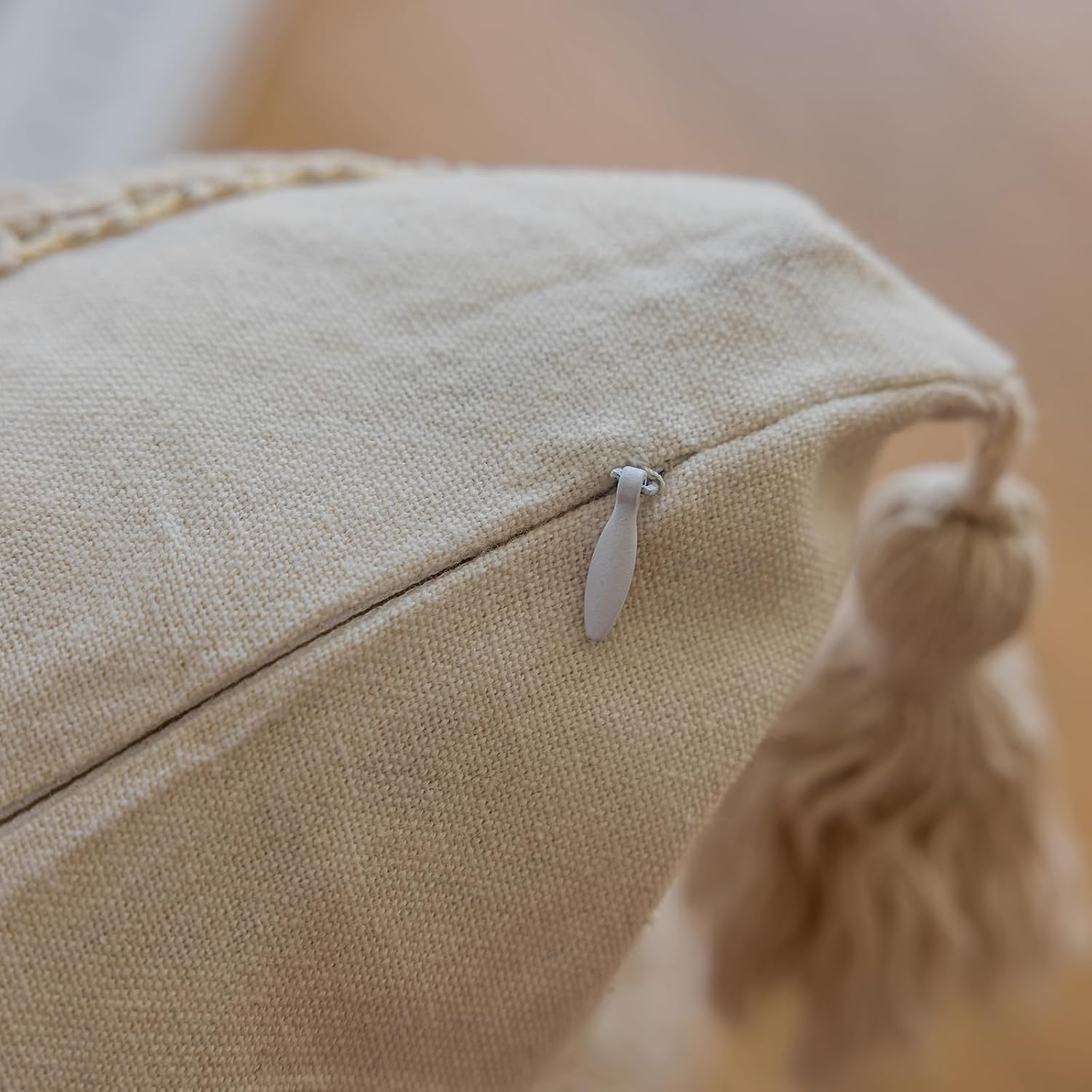 Tassels Soft Farmhouse Neutral Pillow Covers / 20 x 12 / Beige Weave