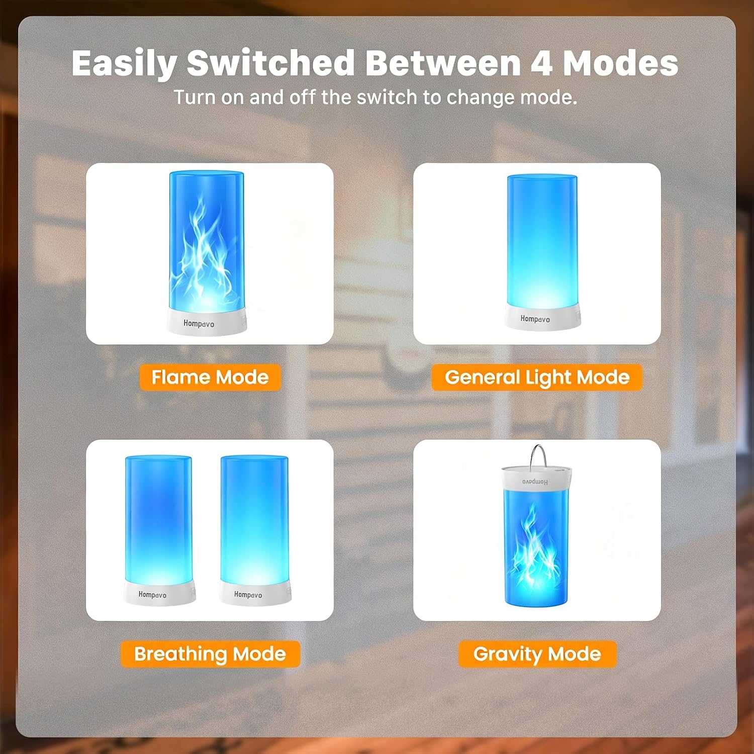 Hompavo 【Upgraded】 Flame Lights with Remote, Timer, 4-Mode Rechargeable | Waterproof LED Battery Operated Flameless