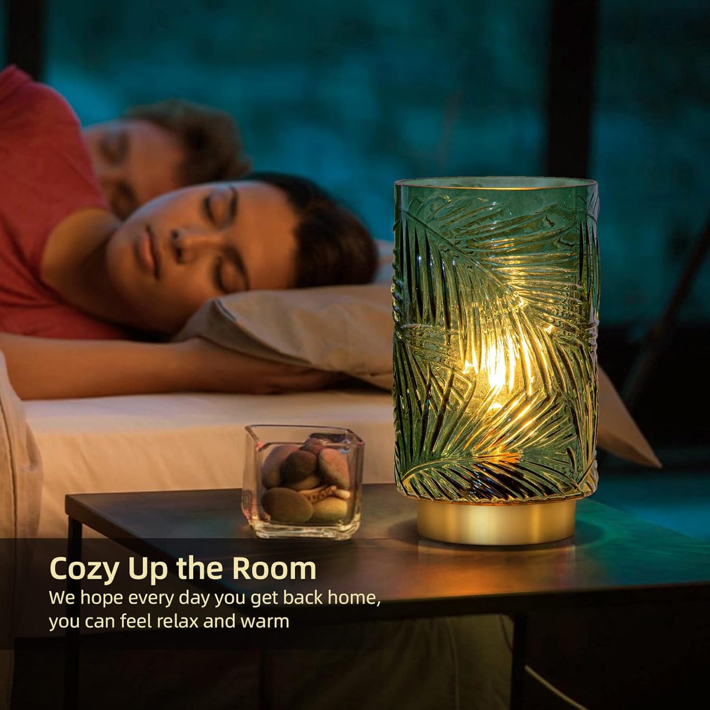 Battery Operated Table Lamp / Green / Small