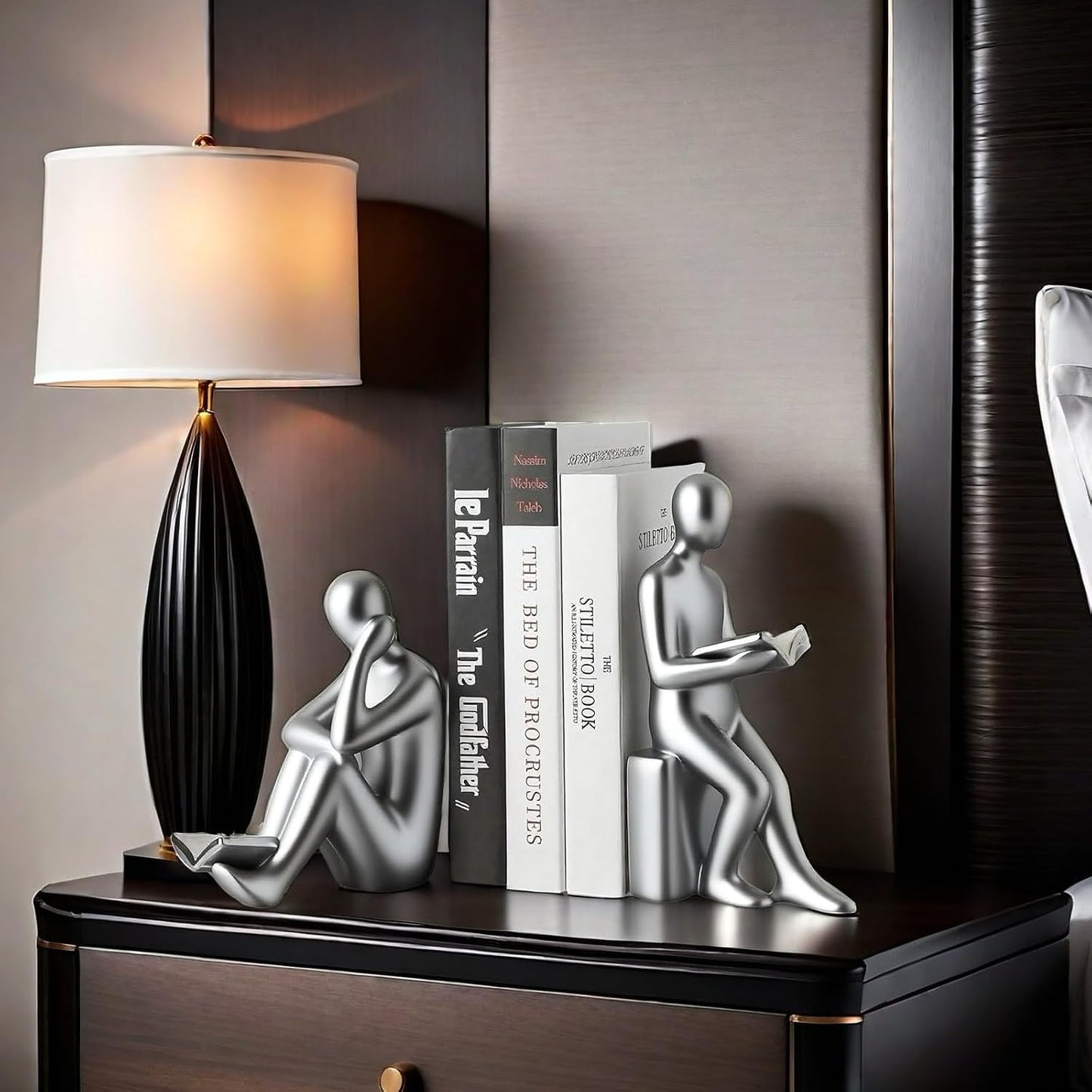Book / Home Decorative Reading Book Statue Bookends Elegant Resin Bookshelf Room Office Desk Decor
