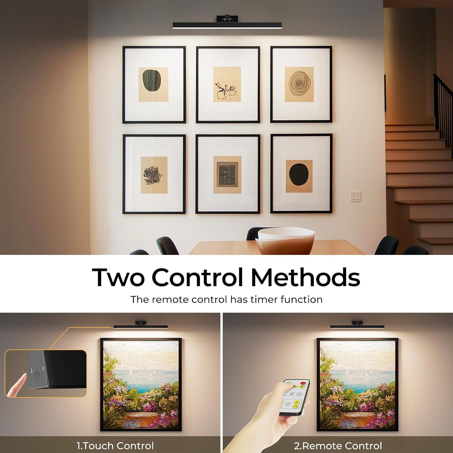 Picture Lights for Wall, Battery Operated Picture Light 24in Gallery Light for Paintings CCT Dimmable Recharging