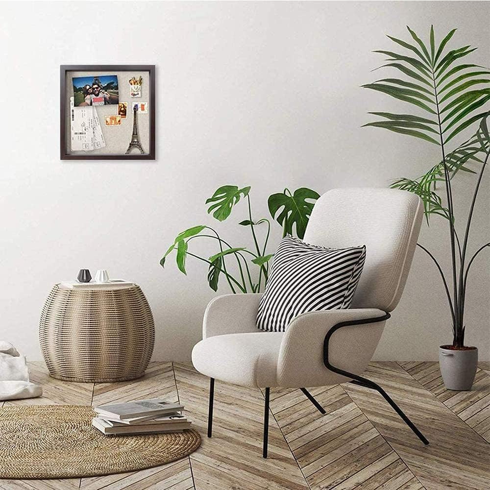 Muzilife 12x12 Shadow Box Wood Picture Frame, Tempered Glass, Texture Gray | FSC-Certified MDF | Soft Acid-free Linen
