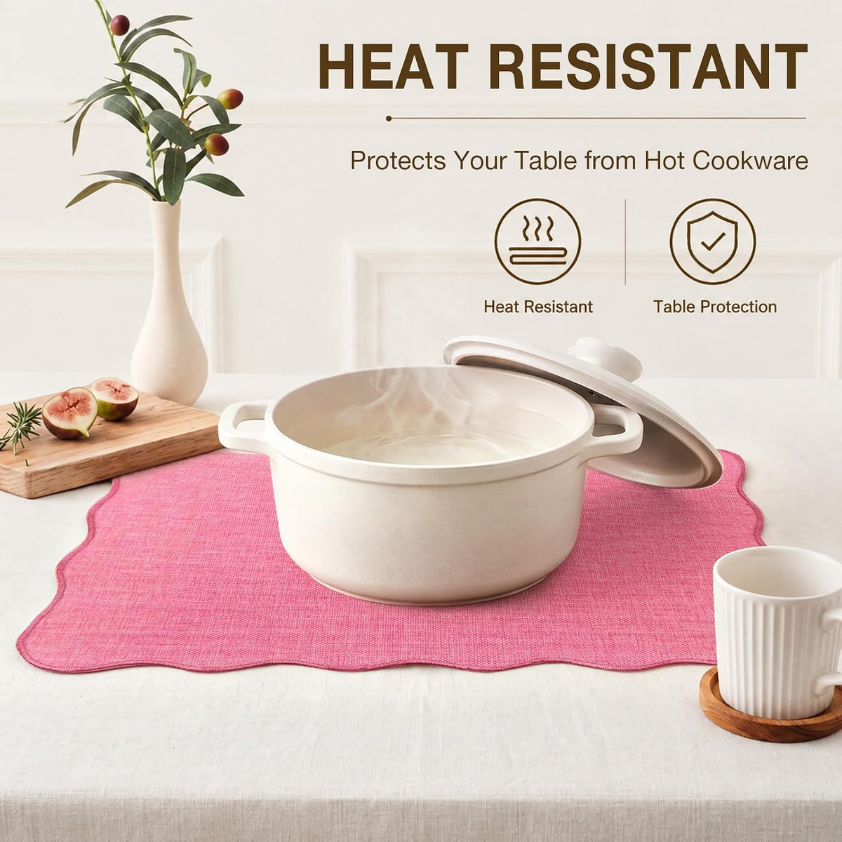 AHHFSMEI Linen Placemats Set of 8 Heat Resistant Non-Slip Stain Proof Table Mats for Kitchen Dining Elegant Decor Place