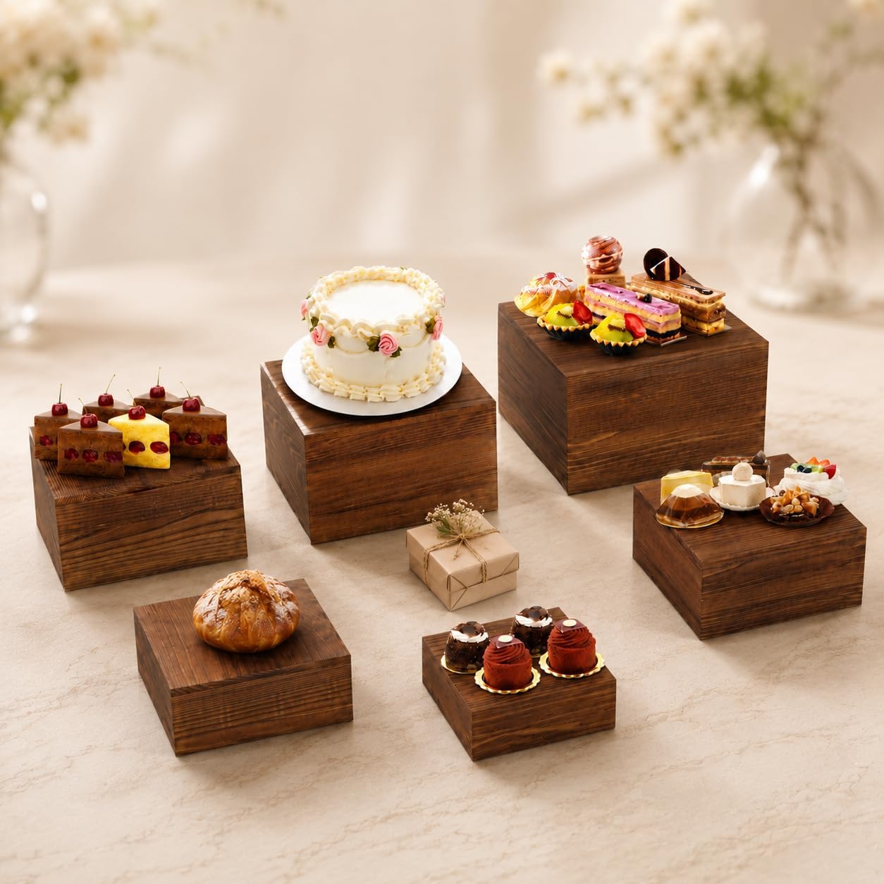 Wooden Buffet Risers and Stands / Set of 6