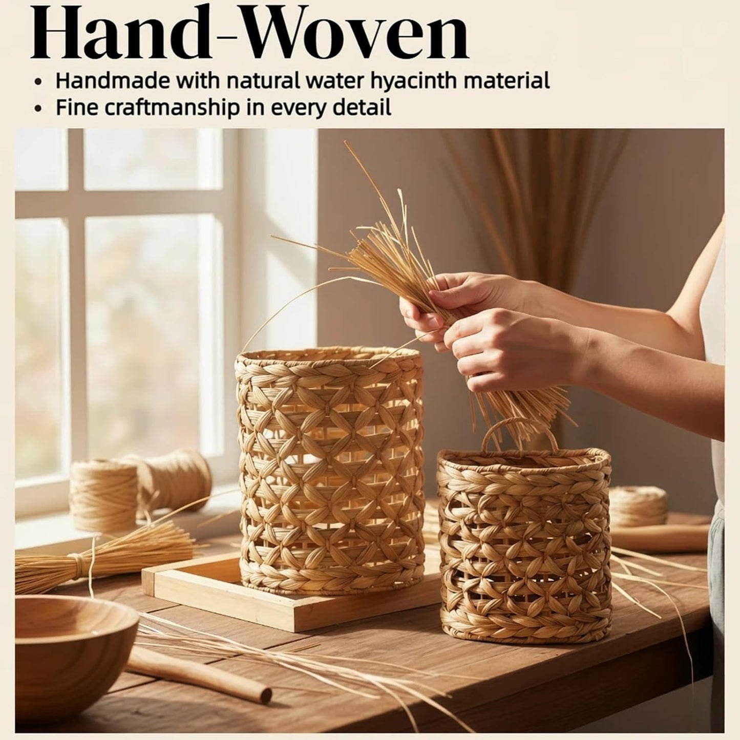 Wicker Wall Hanging Basket / Natural / Set of 2