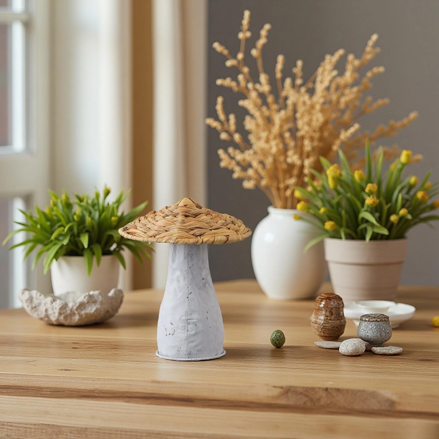 Farmhouse Small Woven Mushrooms Garden Decor / Style 2 / 8 Inch