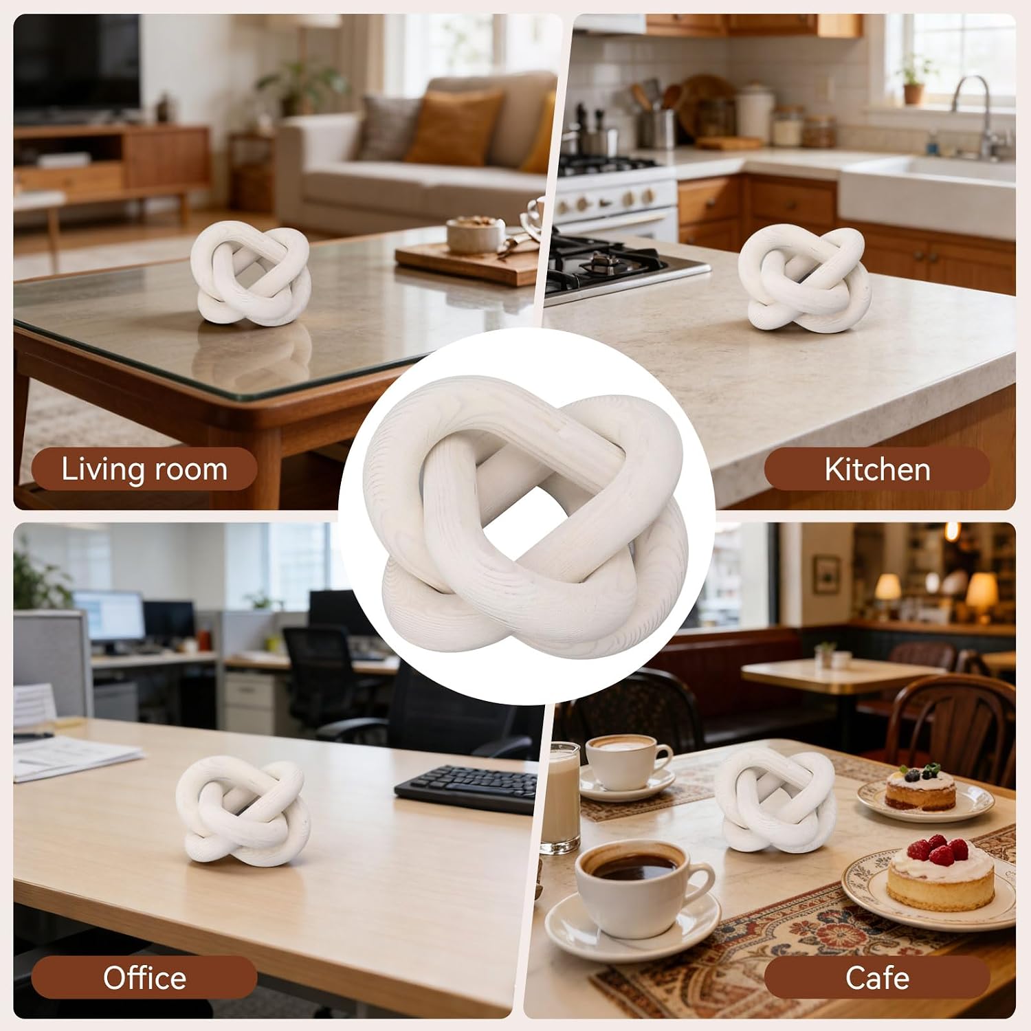 Wood Chain Link Decor / White