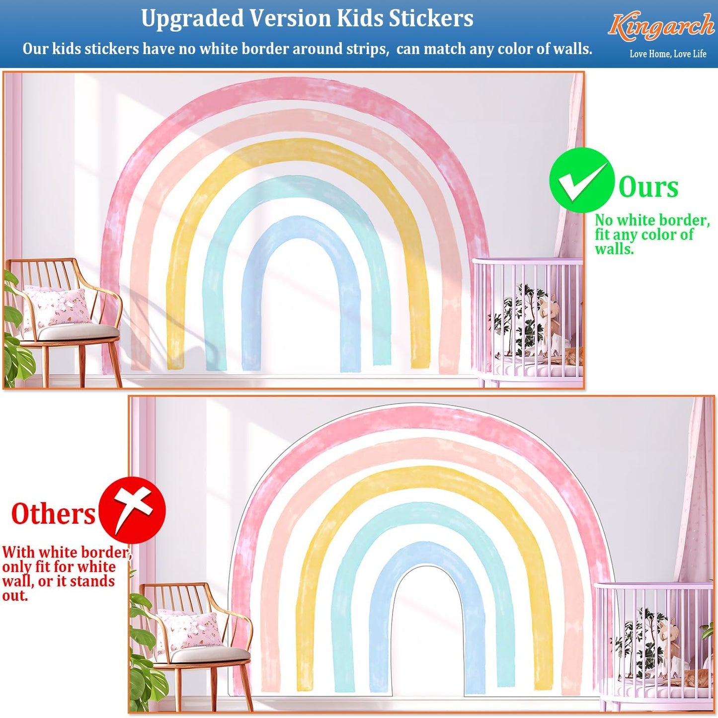 Large Watercolor Rainbow Wall Decals / Rainbow
