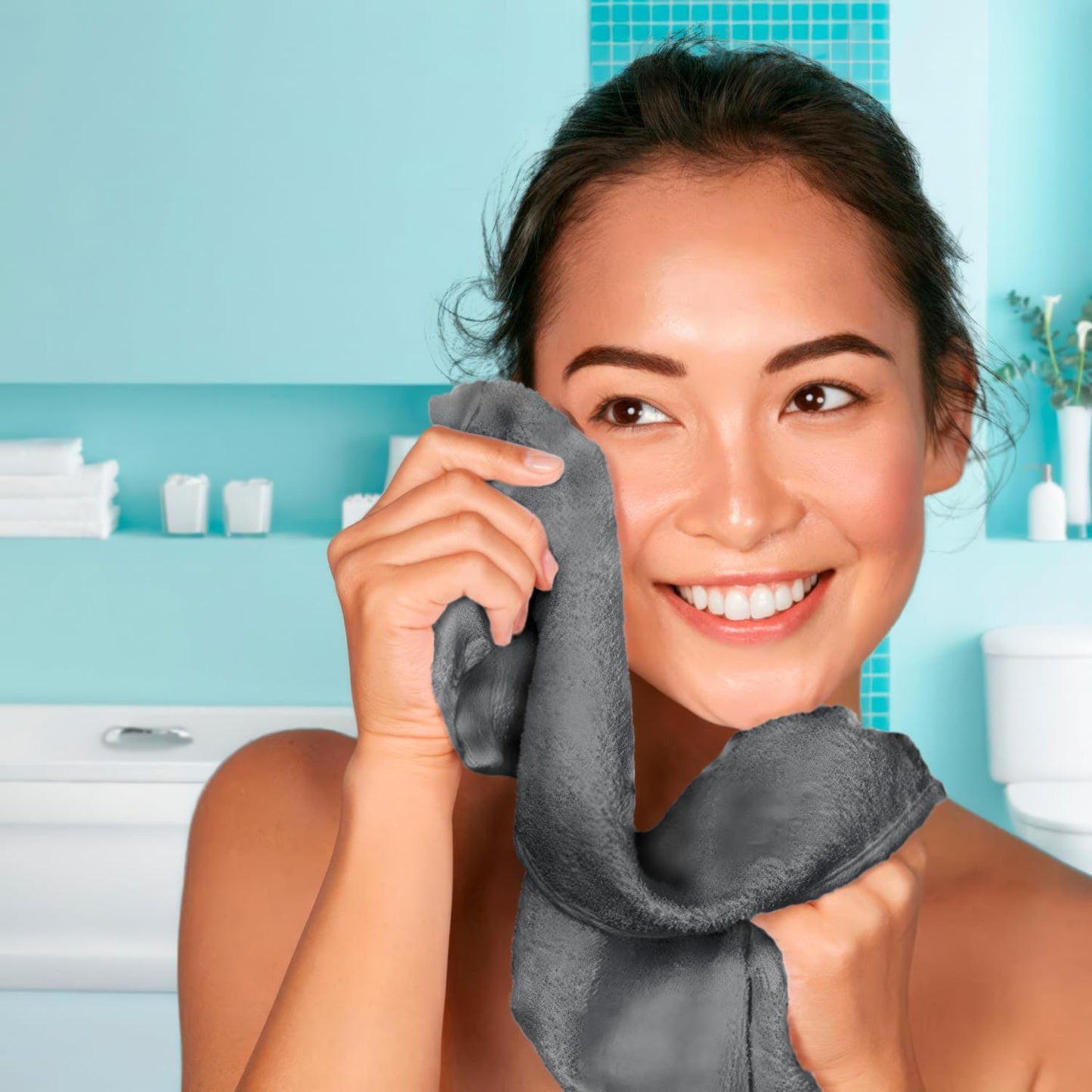 White Classic Wealuxe Dark Gray Washcloths 24 Pack - 600 GSM 100% Ring-Spun Cotton Wash Cloths for Showering, Highly