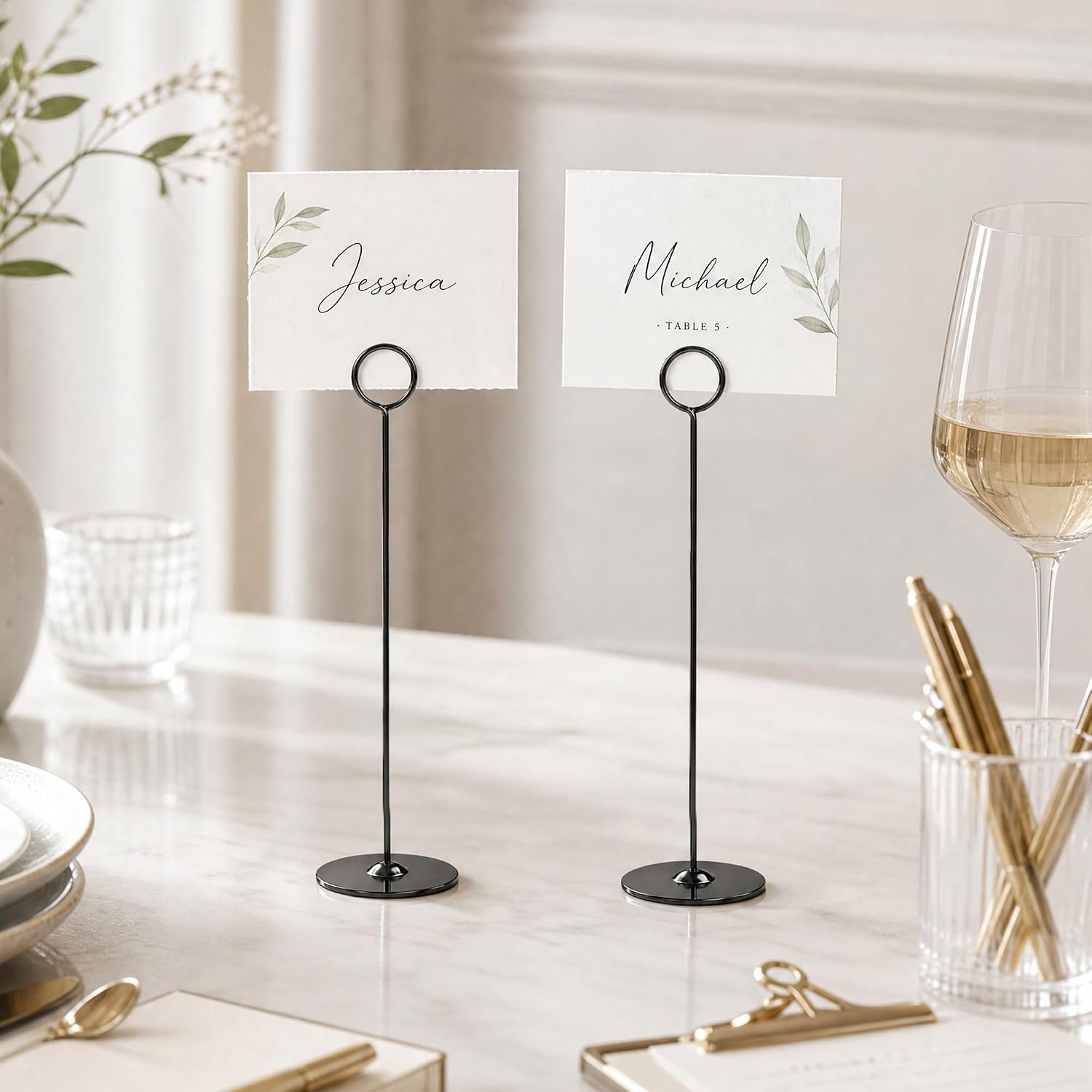 Urban Deco 16PK Table Number Holders Place Card Holders 12 Inch Table Card Holders Steel Card Holders for Photos, Food