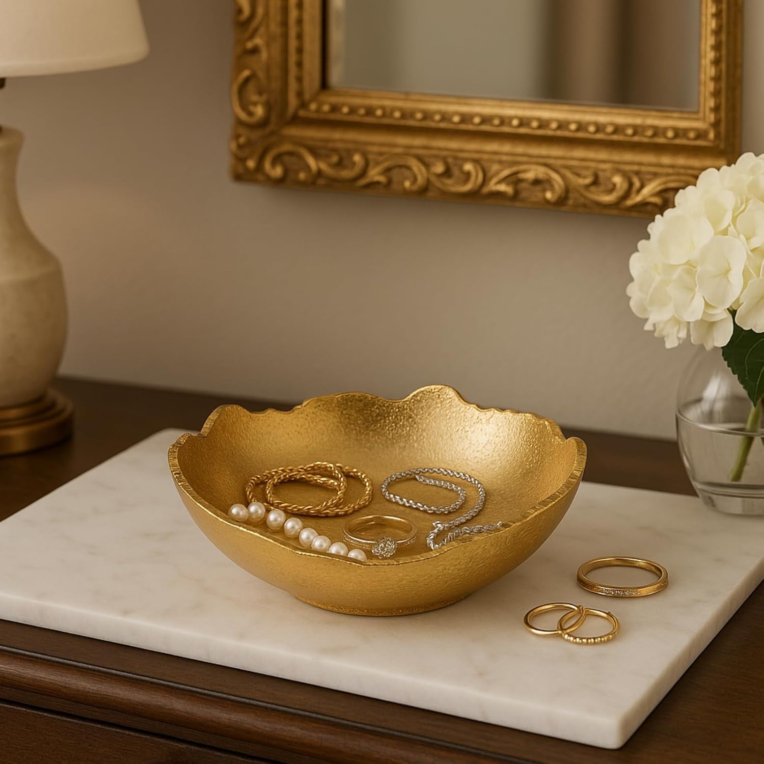 Decorative Moon Decorative Metal Torn Hammered Asymmetrical Centerpiece Bowl / Gold / 8.5 Inch