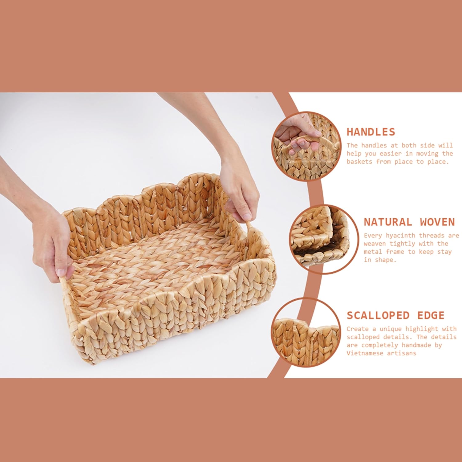 Scalloped Edge Wicker Storage Basket / Set of 2