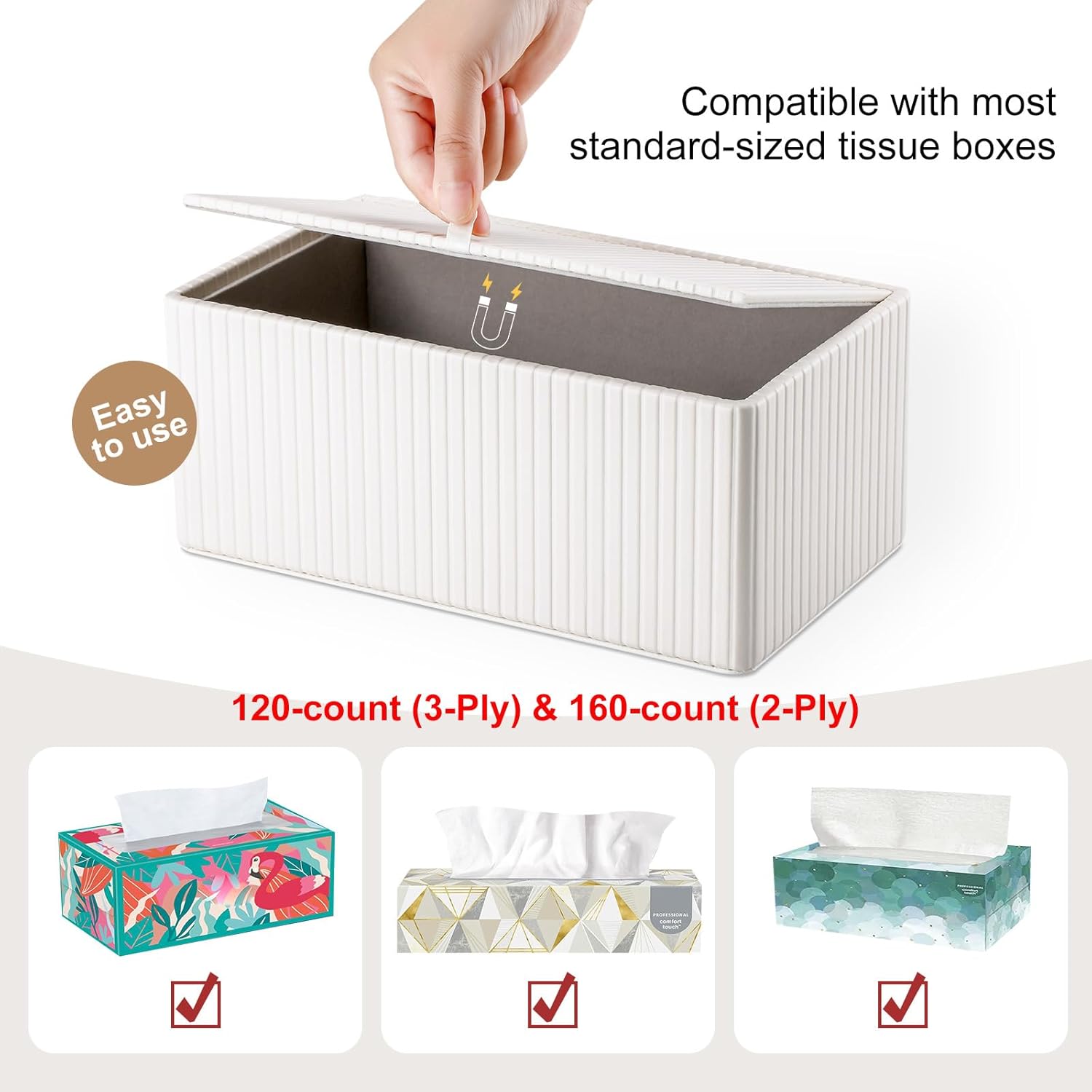 Napkin & Facial Tissue Holder / Off-white Stripe