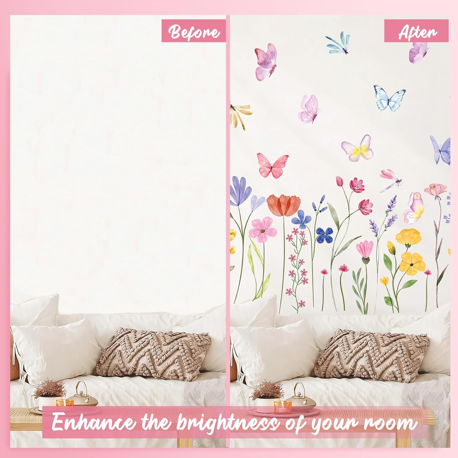 Flower Wall Decals / Flower Butterfly / Set of 60